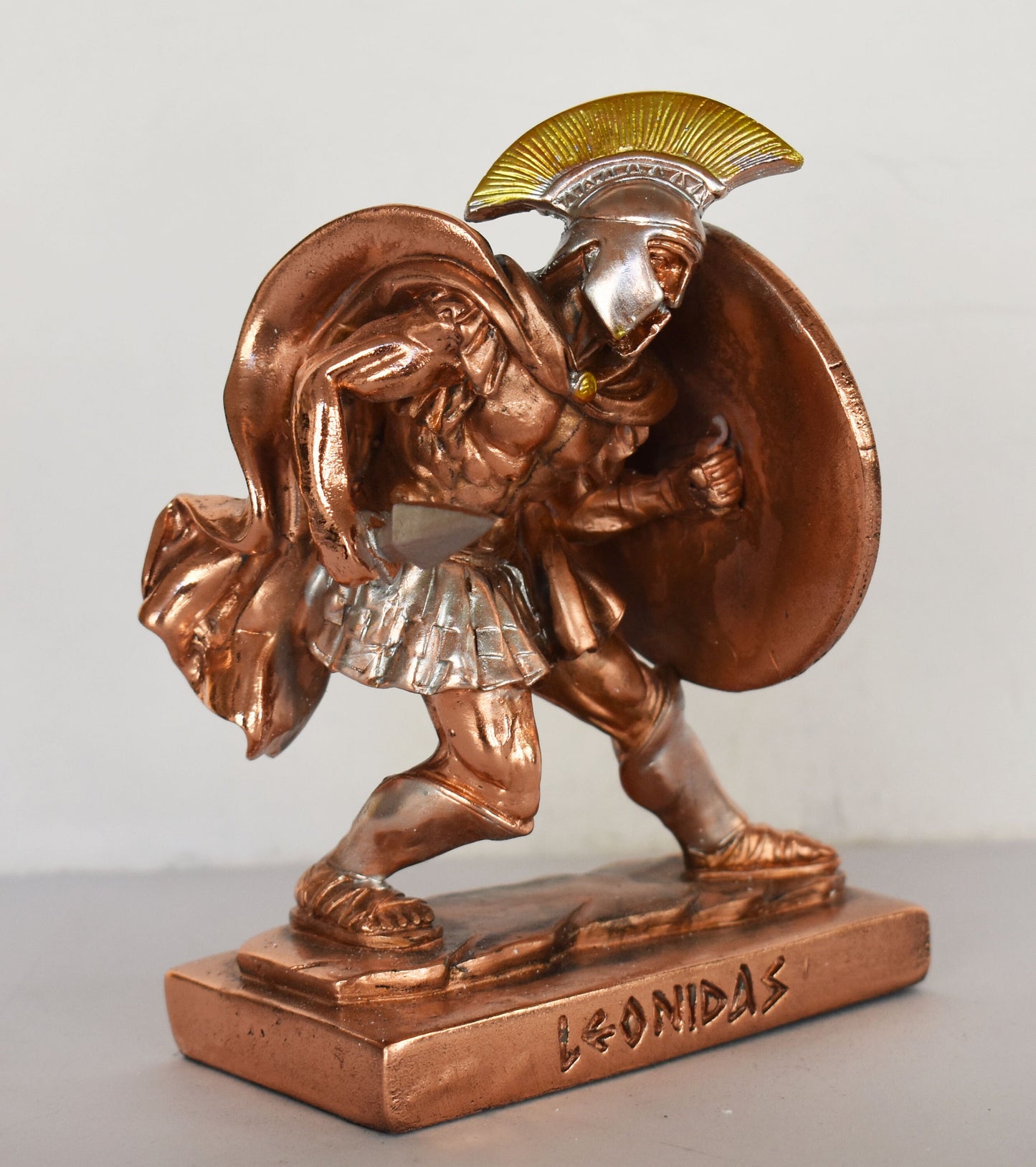 Leonidas - Spartan King - 300 - Battle of Thermopylae - 480 BC - Stayed to Die - Molon Labe, Come and Take Them - Copper Plated Alabaster