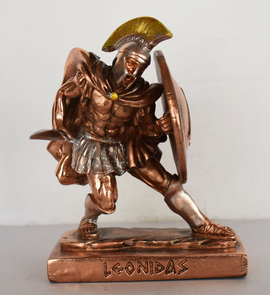 Leonidas - Spartan King - 300 - Battle of Thermopylae - 480 BC - Stayed to Die - Molon Labe, Come and Take Them - Copper Plated Alabaster