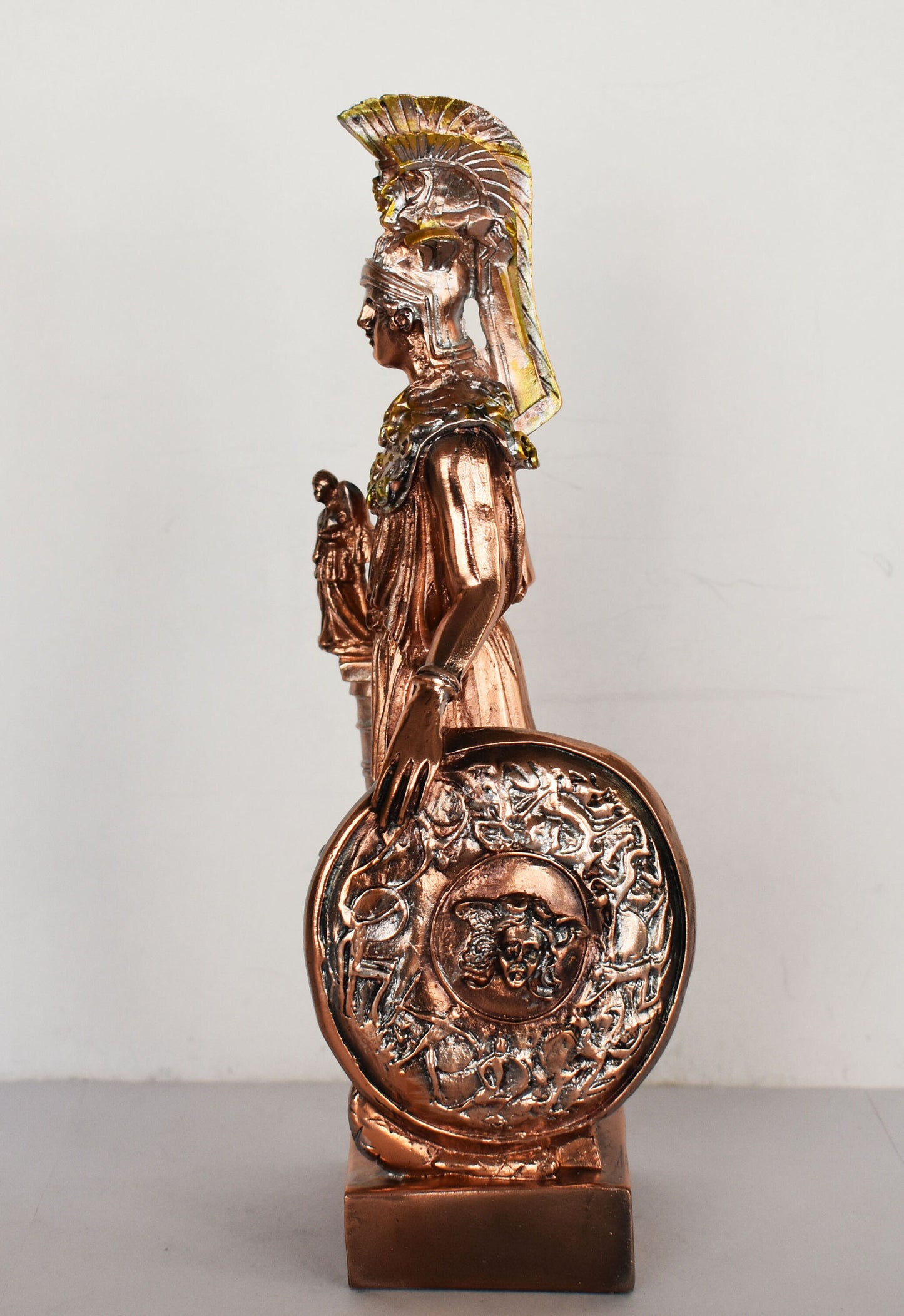 Athena Minerva from Parthenon - Greek Roman goddes of Wisdom, Strength, Strategy, Courage, Inspiration, Arts - Copper Plated Alabaster