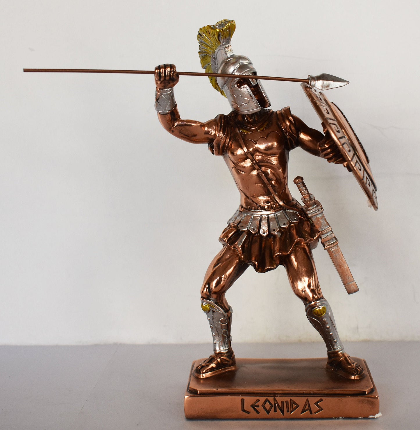 Leonidas - Spartan King - 300 - Battle of Thermopylae - 480 BC -  Sacrificion - Molon Labe, Come and Take Them - Copper Plated Alabaster