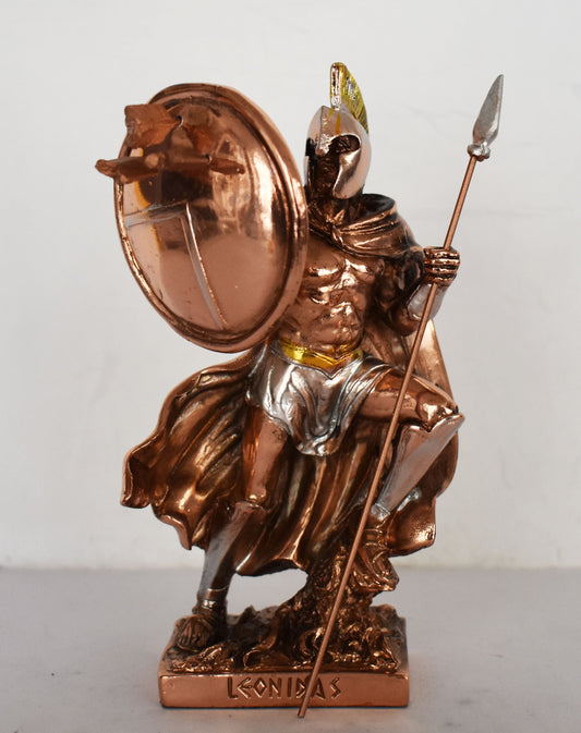 Leonidas - Spartan King - Leader of 300 - Battle of Thermopylae - 480 BC -  gave his life for Greece - Molon Labe - Copper Plated Alabaster