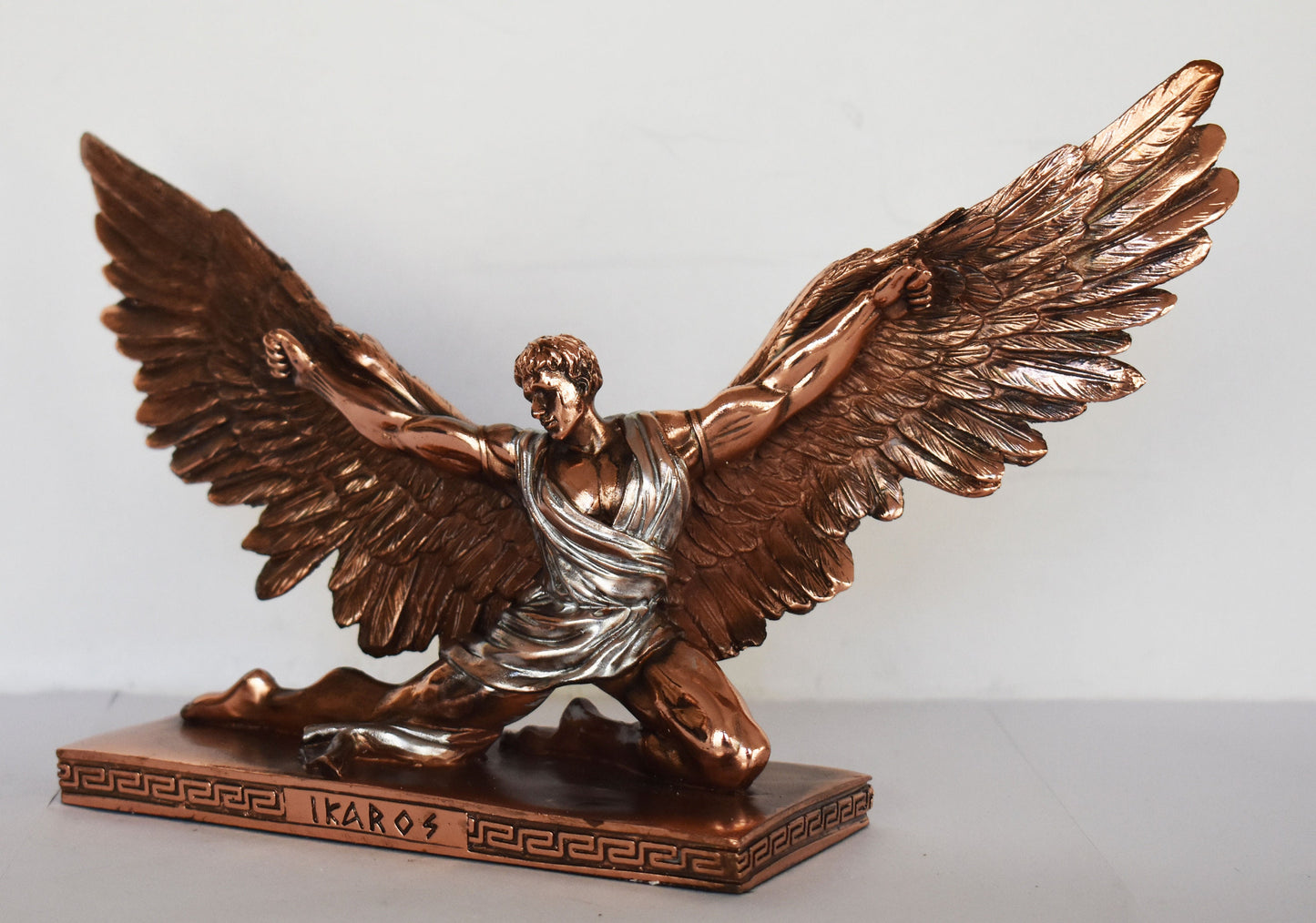 Icarus - Son of Daedalus - Greek mythological figure - Escape from Crete with Wings from Wax and Drowned - Copper Plated Alabaster