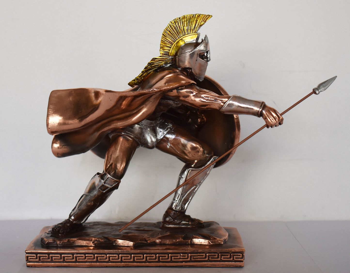 Leonidas - Spartan King - warrior - the legendary Battle of the 300 at Thermopylae - Copper Plated Alabaster