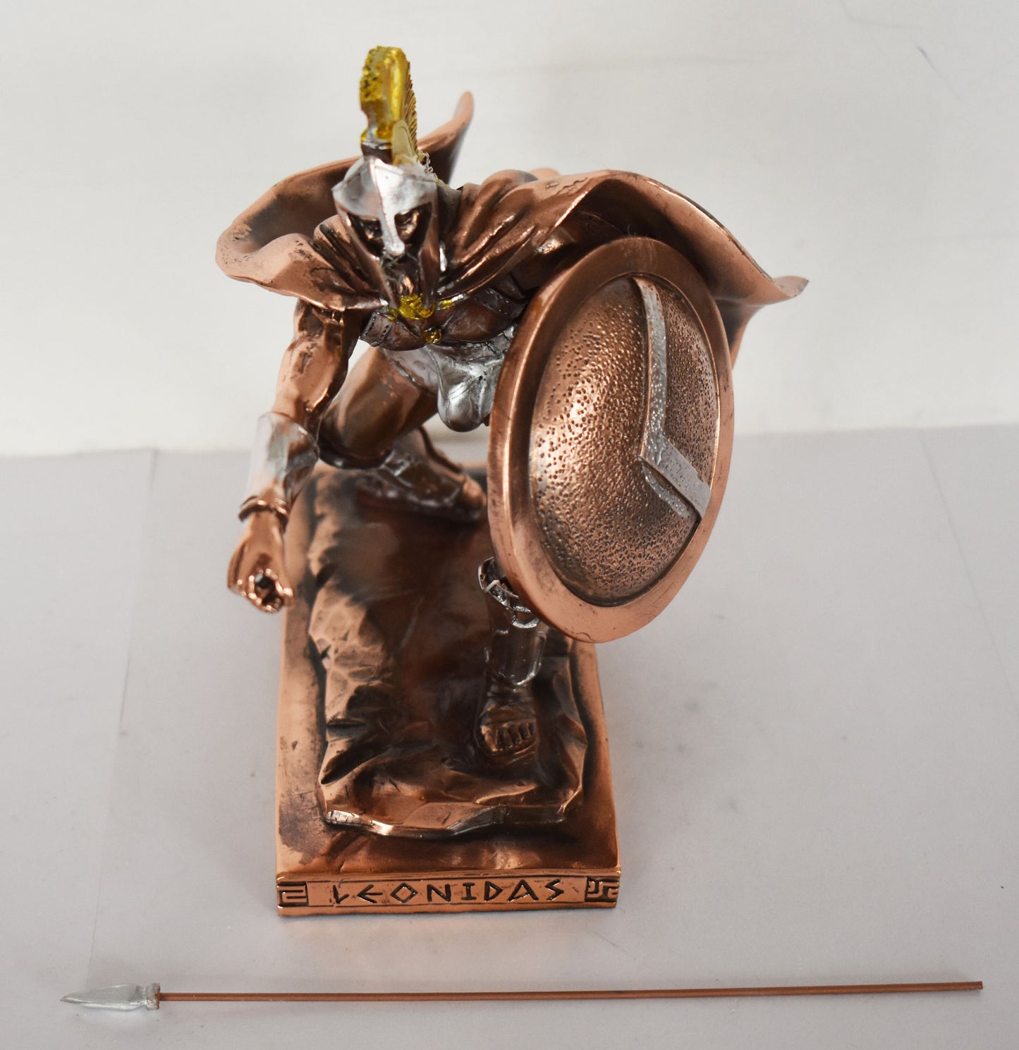 Leonidas - Spartan King - warrior - the legendary Battle of the 300 at Thermopylae - Copper Plated Alabaster