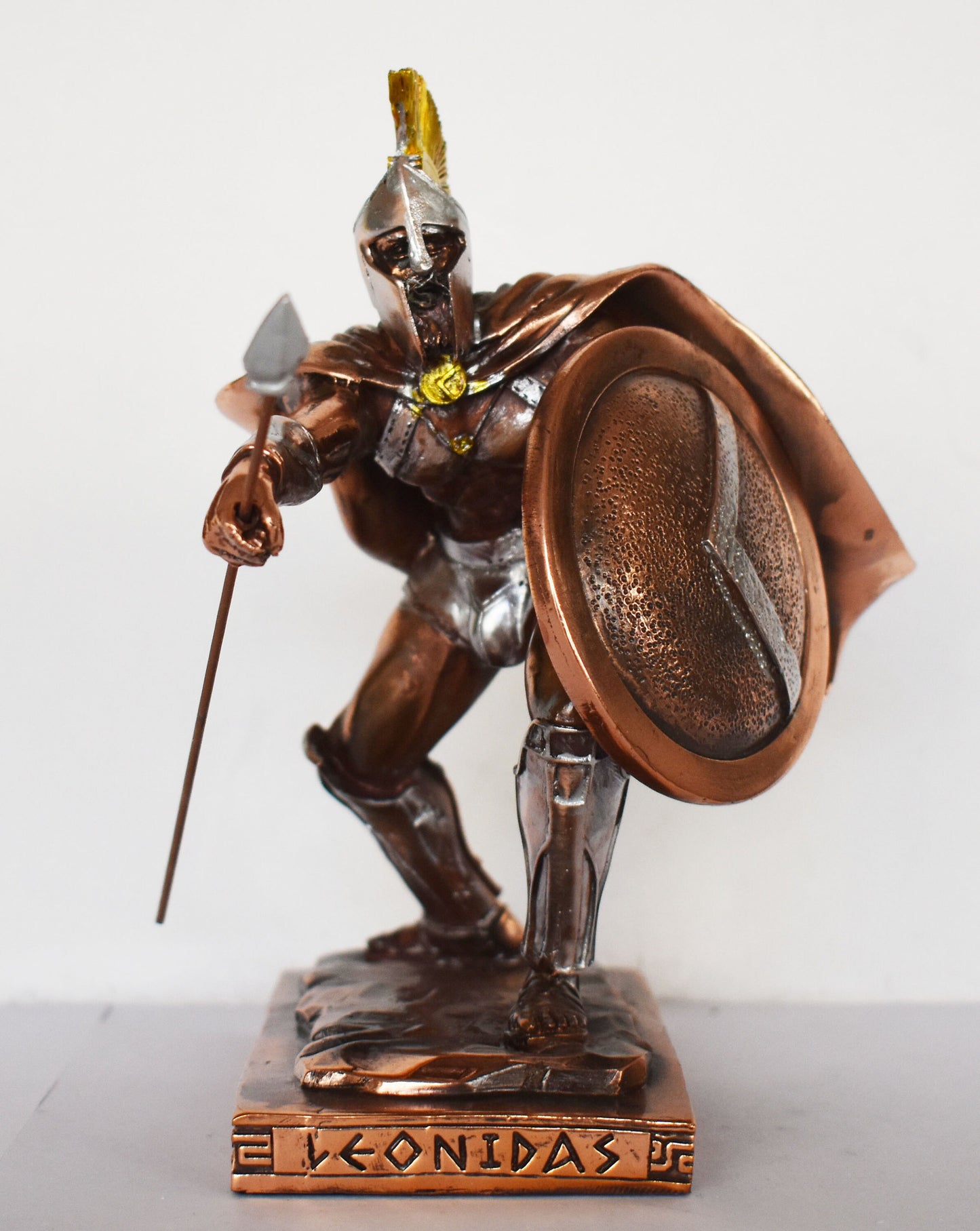 Leonidas - Spartan King - warrior - the legendary Battle of the 300 at Thermopylae - Copper Plated Alabaster