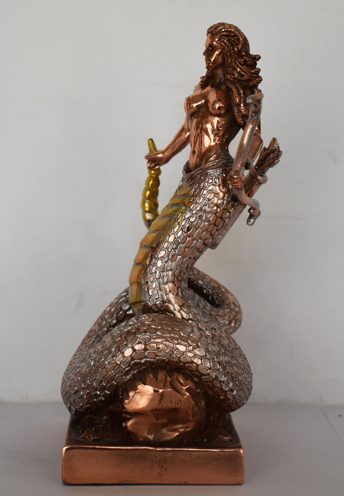 Medusa - Gorgo - Snake-Haired Gorgon - Snake Lady - Monster Figure - Perseus and Goddess Athena Myth - Copper Plated Alabaster