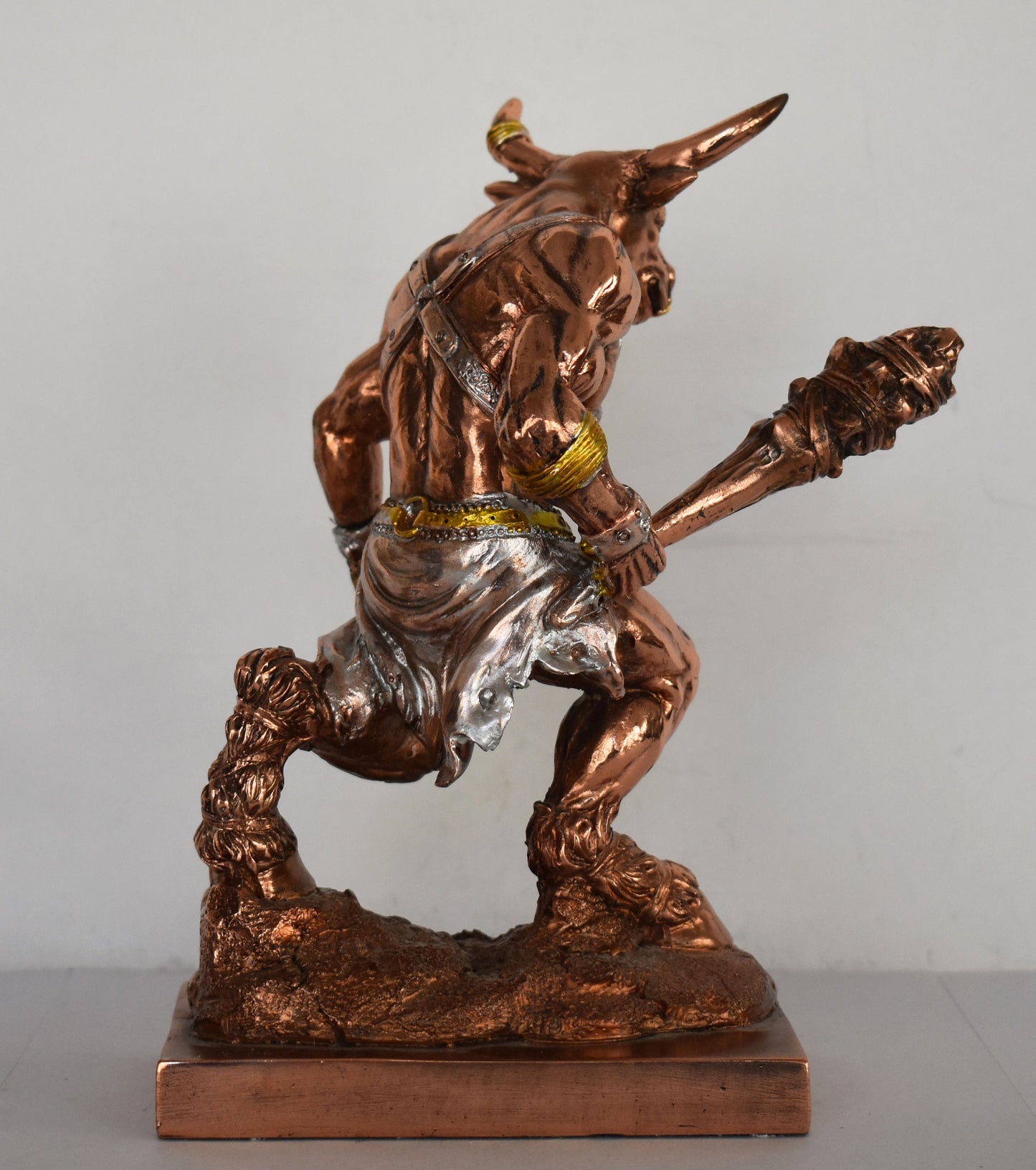 Minotaur - Bull-headed monster - Half-Man, Half-Bull - Fierce and Very Strong - Labyrinth, King Minos,  Theseus - Copper Plated Alabaster