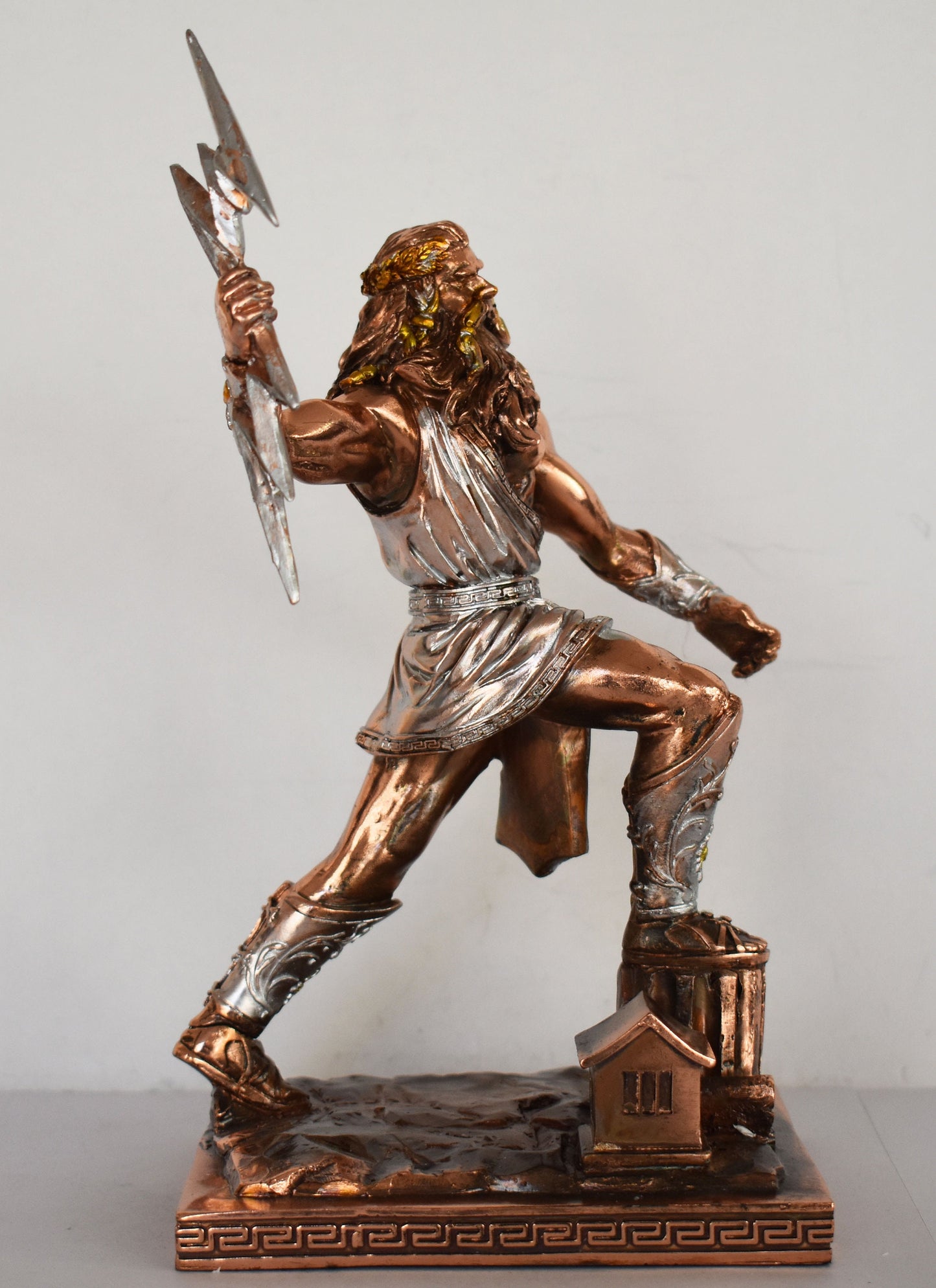 Zeus Jupiter - Greek Roman God of the Sky, Law and Order, Destiny and Fate - King of the 12 Olympian Gods - Copper Plated Alabaster