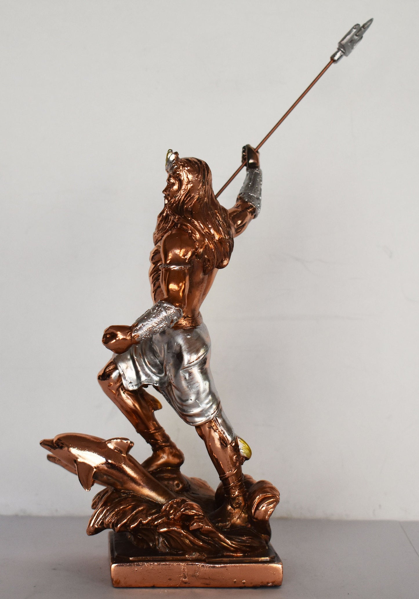 Poseidon Neptune - Greek Roman God of the Sea, Storms, Earthquakes and Horses - sea-horse - Copper Plated Alabaster