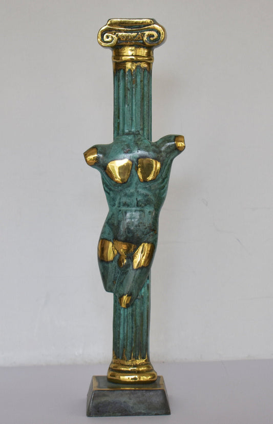 Headless Male Body on Ionic Column - pure Bronze Sculpture