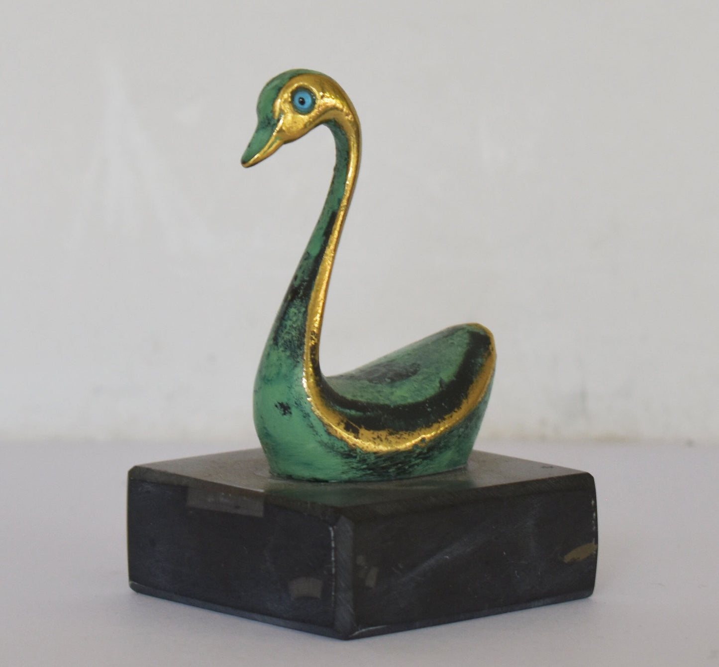 Swan miniature on Marble Base - Symbol of Beauty and Grace in Ancient Greece and was Sacred to Aphrodite - pure Bronze Sculpture