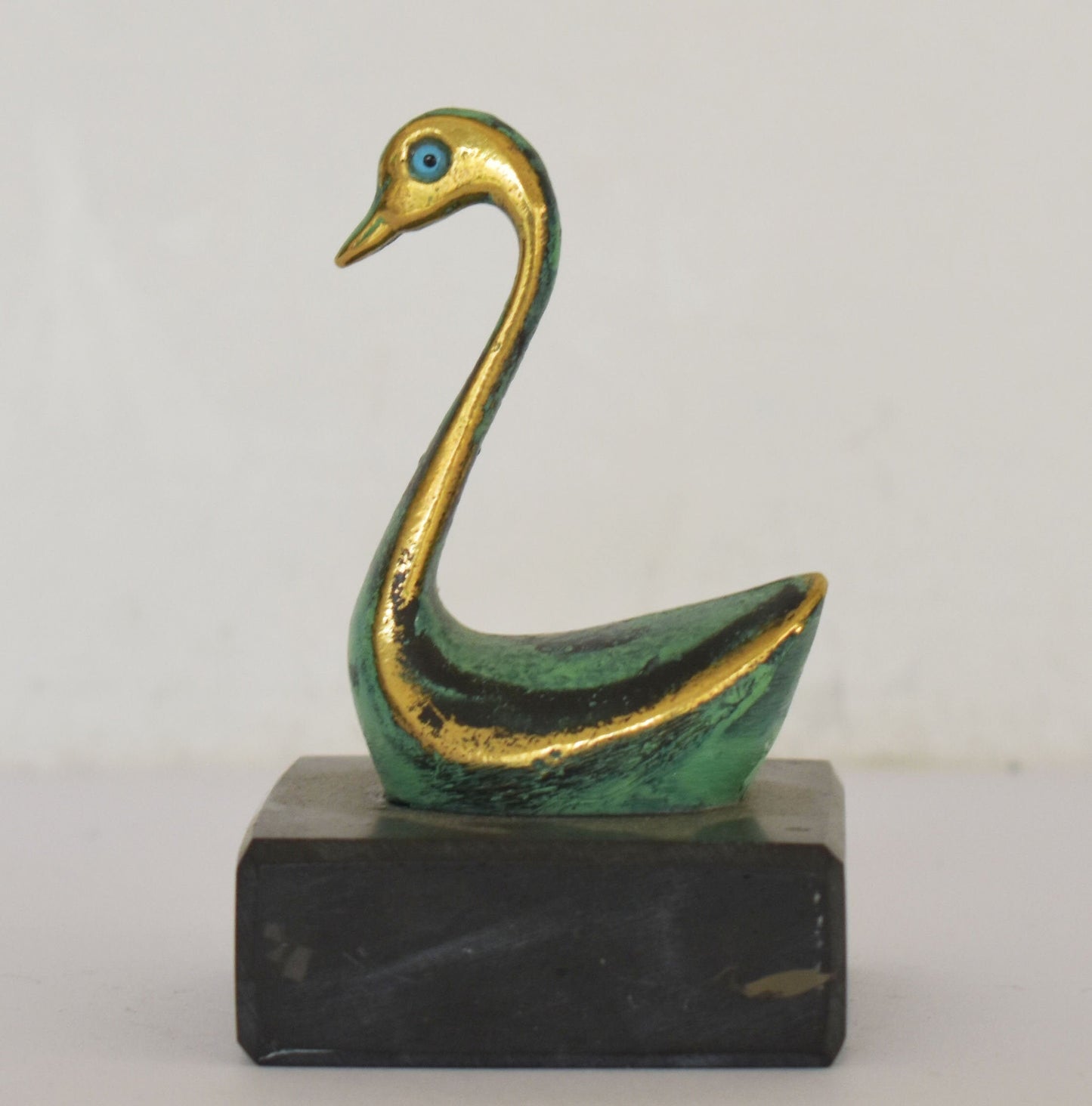 Swan miniature on Marble Base - Symbol of Beauty and Grace in Ancient Greece and was Sacred to Aphrodite - pure Bronze Sculpture