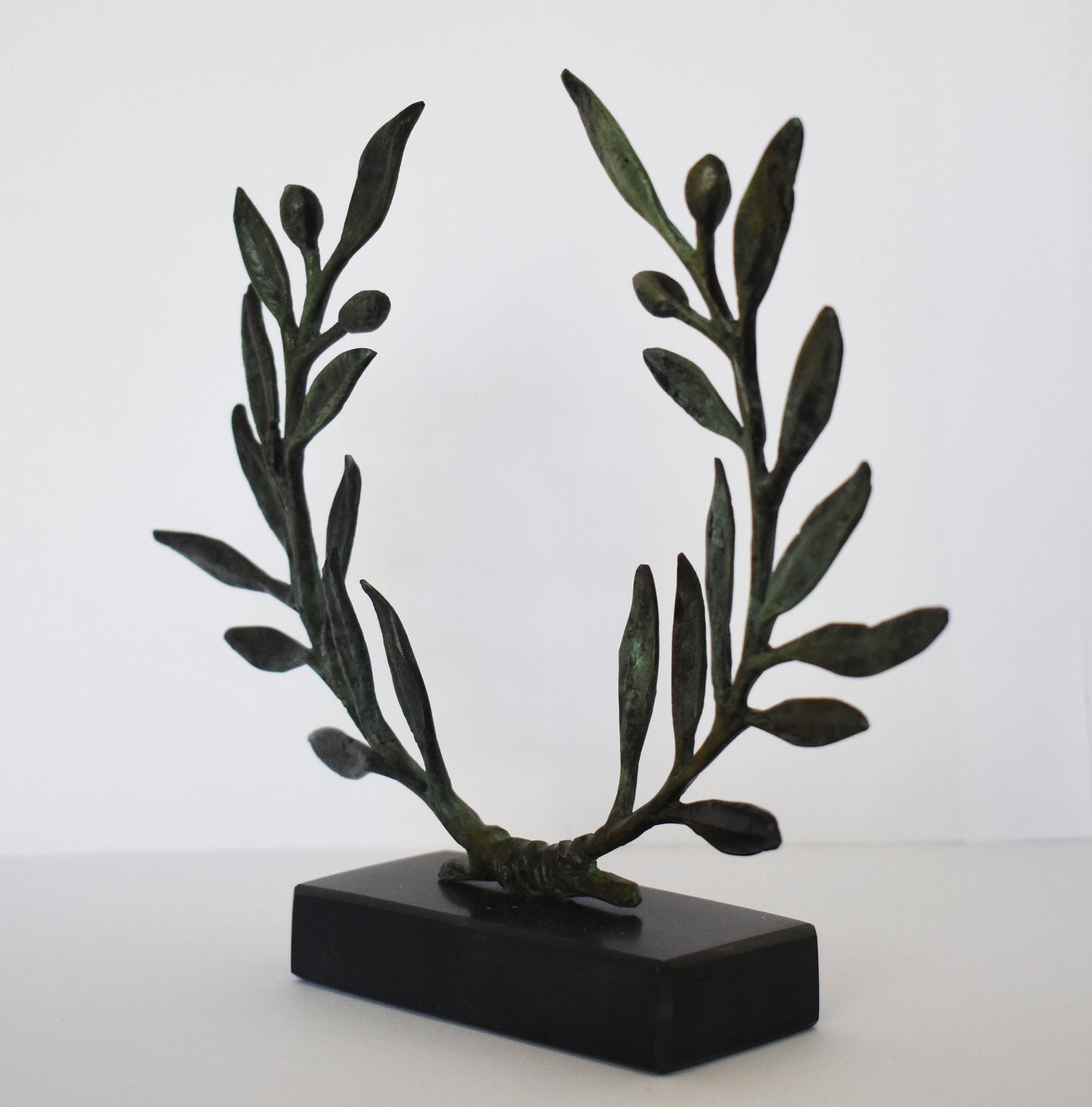 Kotinos  - Olive Wreath -  Elaia Kallistephanos - Prize for the Winner at the Ancient Olympic Games - Marble Base - pure bronze  statue