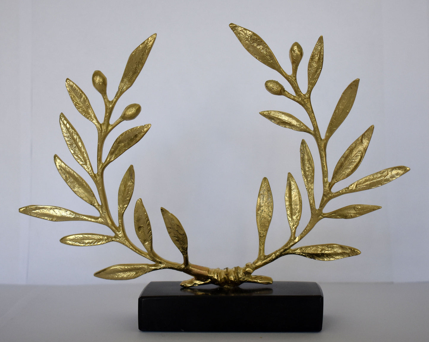 Kotinos  - Olive Wreath - Prize for the Winner at the Ancient Olympic and  Panathenaic Games - Marble Base - Reproduction - pure bronze