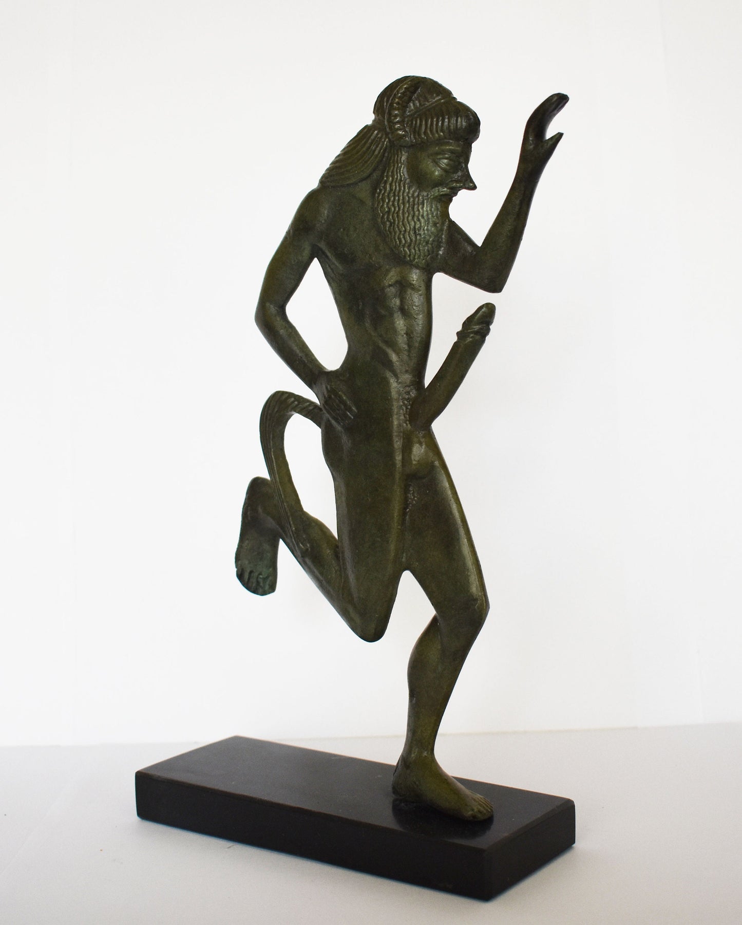 Satyr - Male Nature Spirit - Attendant of Pan and Dionysus - Goat-Human Hybrid - Ready for Every Physical Pleasure - Marble Base - Bronze