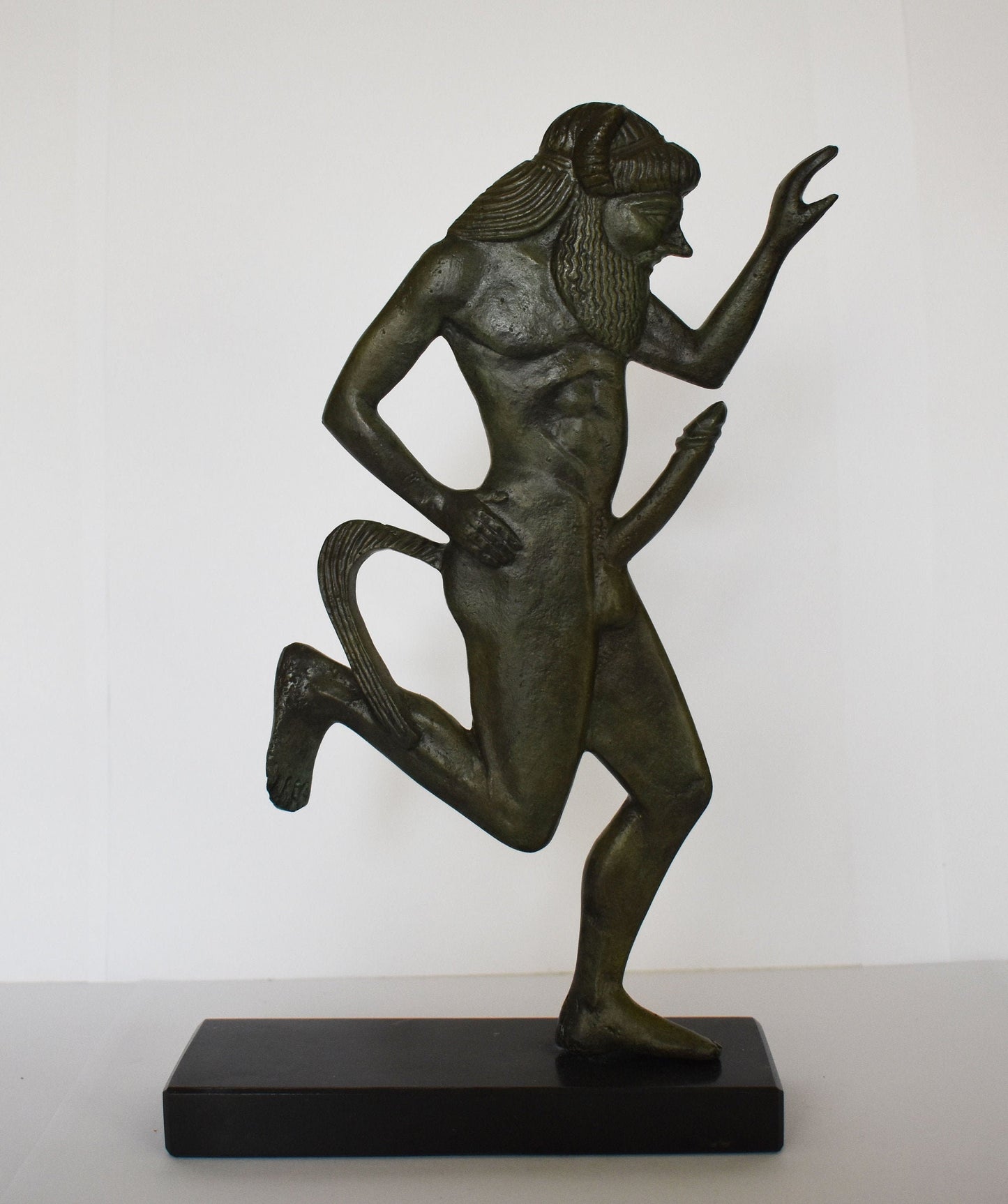 Satyr - Male Nature Spirit - Attendant of Pan and Dionysus - Goat-Human Hybrid - Ready for Every Physical Pleasure - Marble Base - Bronze