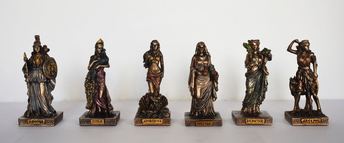 Set of theTwelve Olympians - Principal Gods of the Greek Pantheon - Ancient Greek and Roman Religion - Miniatures - Cold Cast Bronze Resin