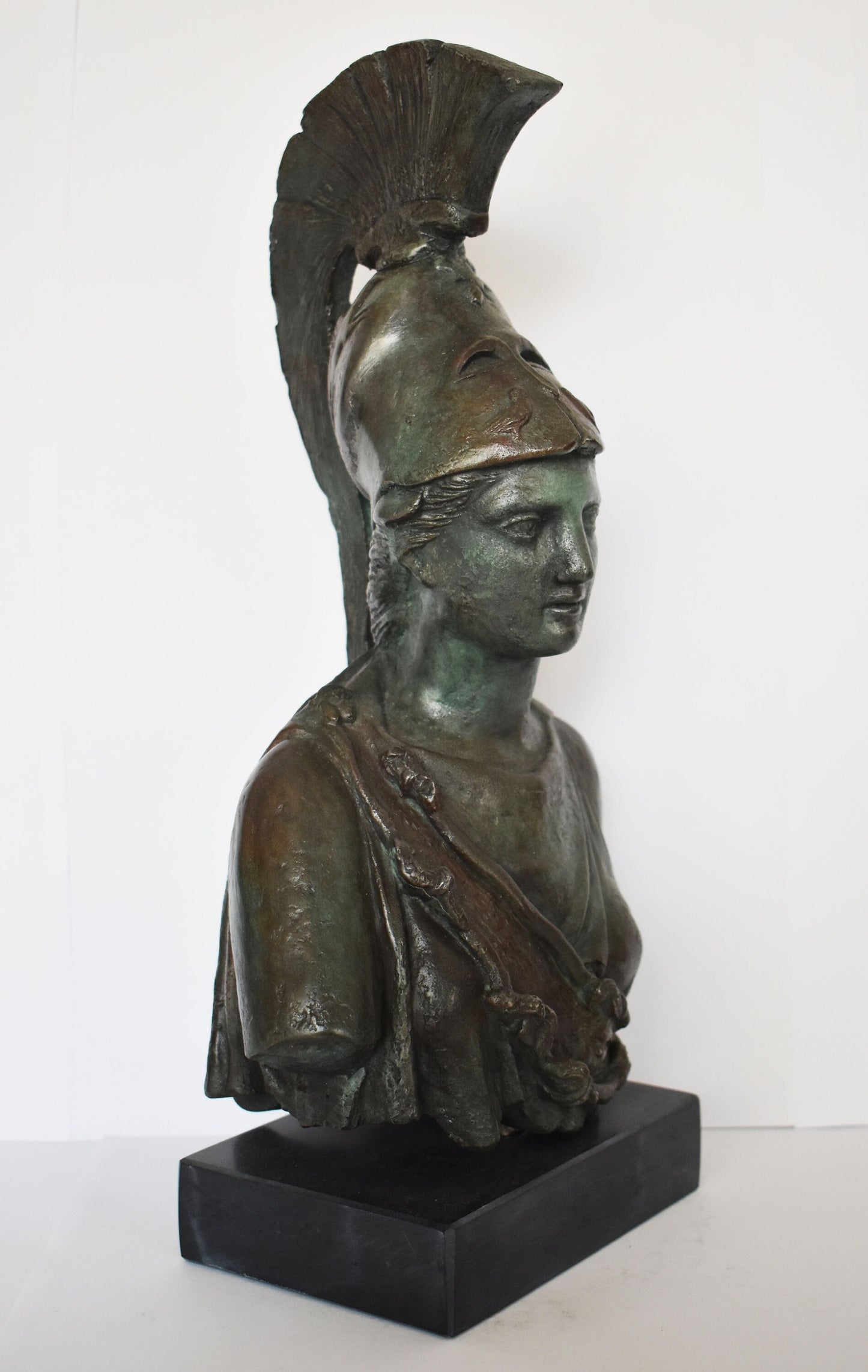 Piraeus Athena Minerva - Greek goddess of Wisdom, Strength, Strategy, Womens Purity - Piraeus Museum - Head Bust - Bronze Colour Effect