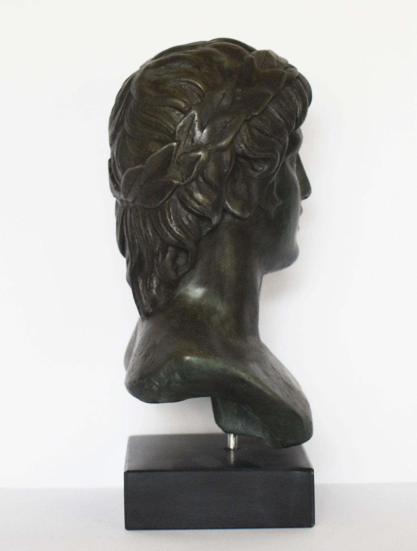 Apollo - Greek God of Music,Poetry, Art, Prophecy, Truth, Archery, Healing, Sun and Light - Marble Base - Head Bust- Bronze Colour Effect