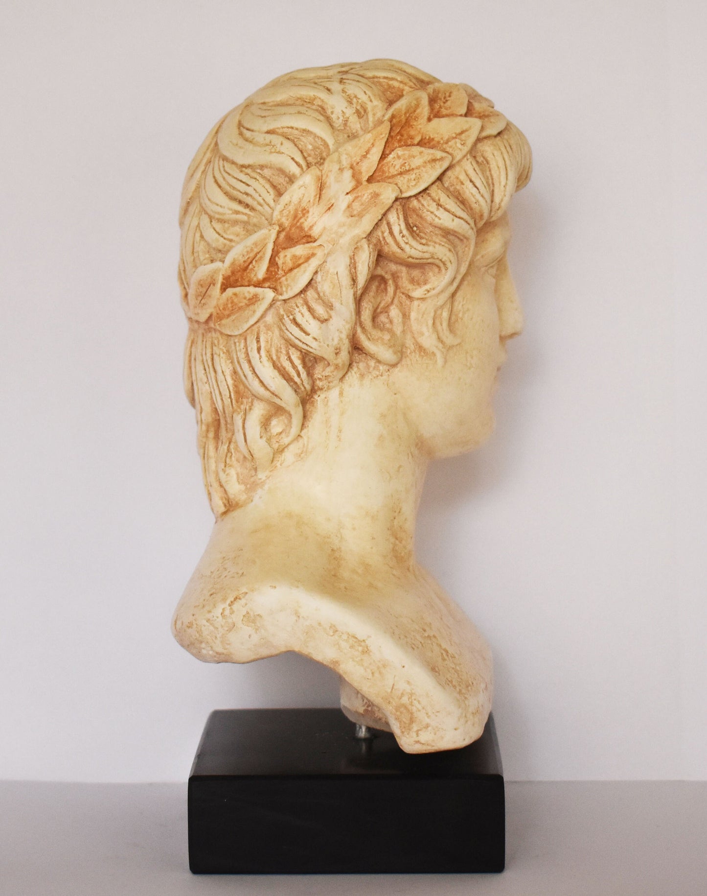 Apollo- God of Music,Poetry, Art, Prophecy, Truth, Archery, Plague, Healing, Sun and Light  - Marble Base - Head Bust