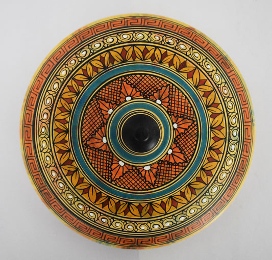 Ancient Greek Ceramic Pyxis - Meander Design - Geometric Period, 700 BC - Athens, Attica - Handmade in Greece