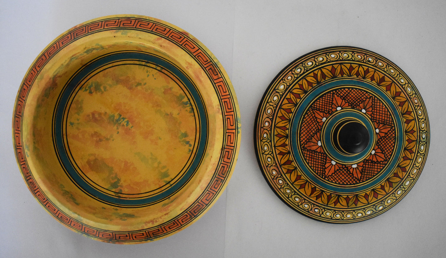 Ancient Greek Ceramic Pyxis - Meander Design - Geometric Period, 700 BC - Athens, Attica - Handmade in Greece