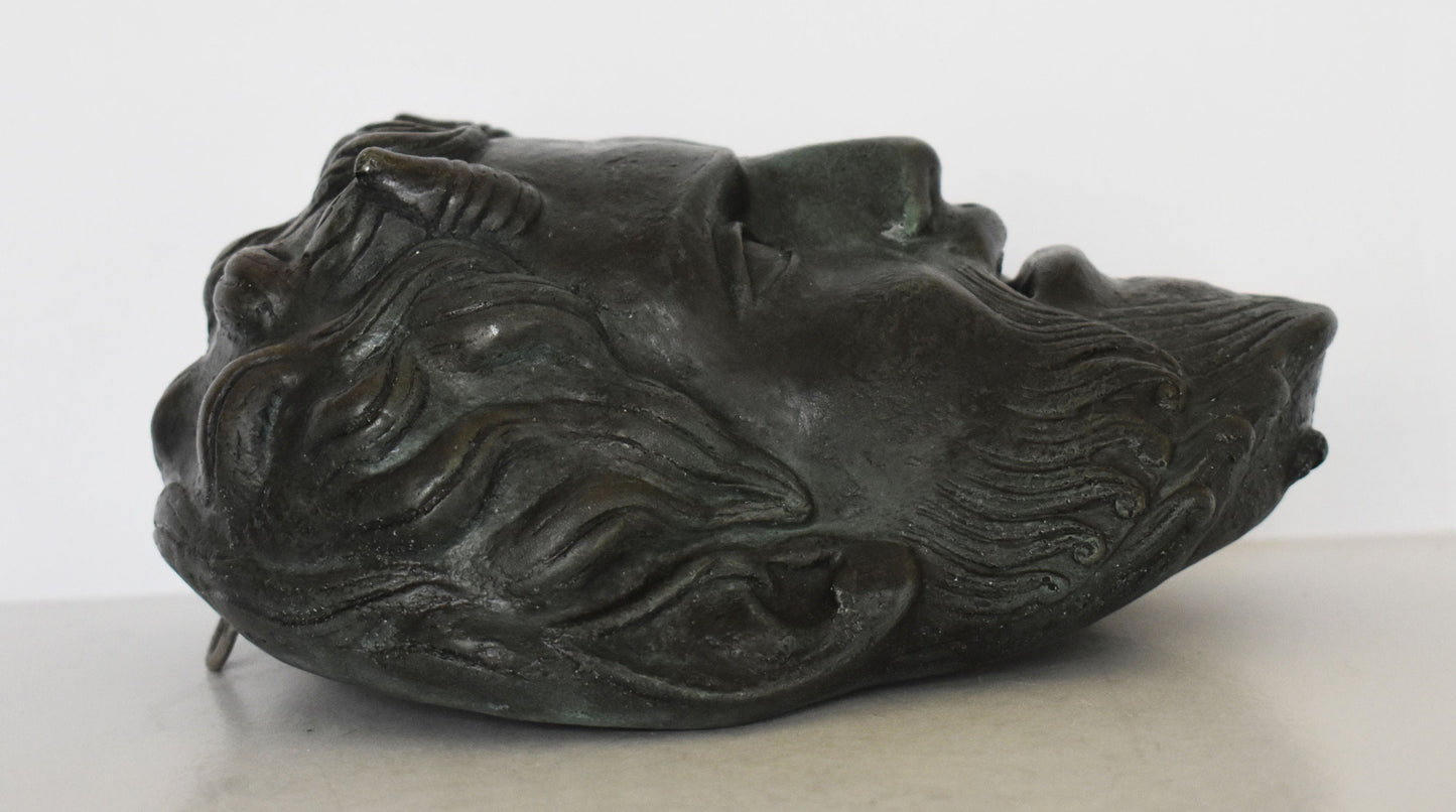 Pan Mask - God of the Wild, Shepherds, Rustic Music and Companion of the Nymphs - Wall Decoration - Bronze Colour Effect