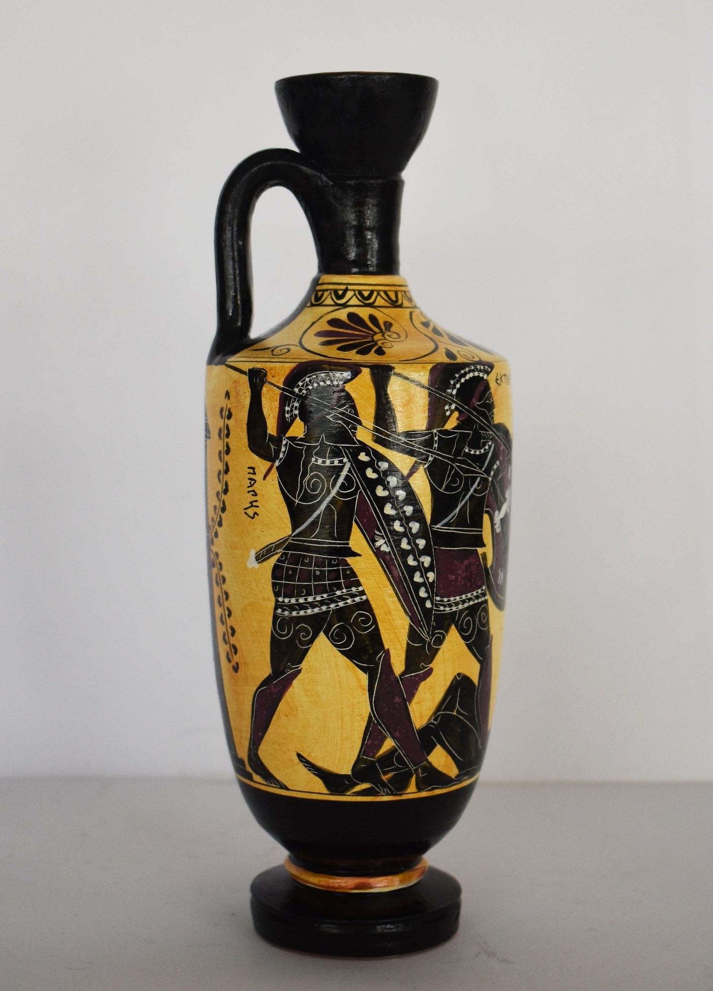 Achilles Hector Menelaus Paris Patroclus - Trojan War, Homer's Iliad - Red Figure Vase - Small - Museum Replica - Lekythos