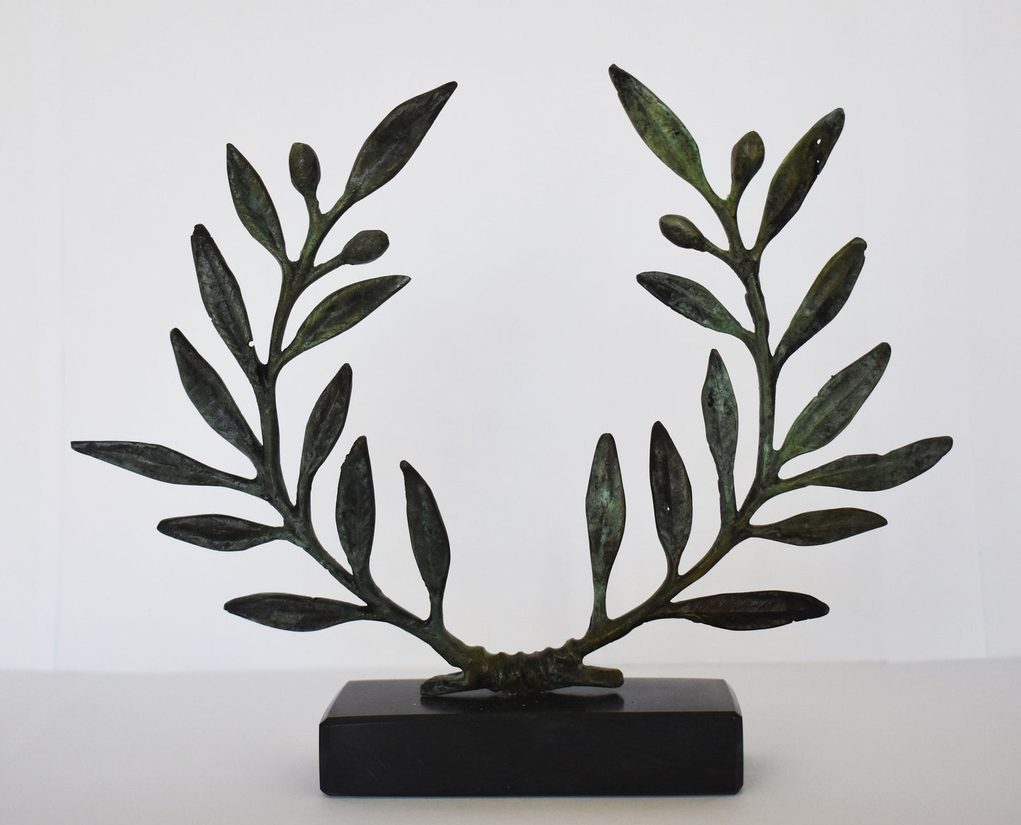 Kotinos  - Olive Wreath -  Elaia Kallistephanos - Prize for the Winner at the Ancient Olympic Games - Marble Base - pure bronze  statue