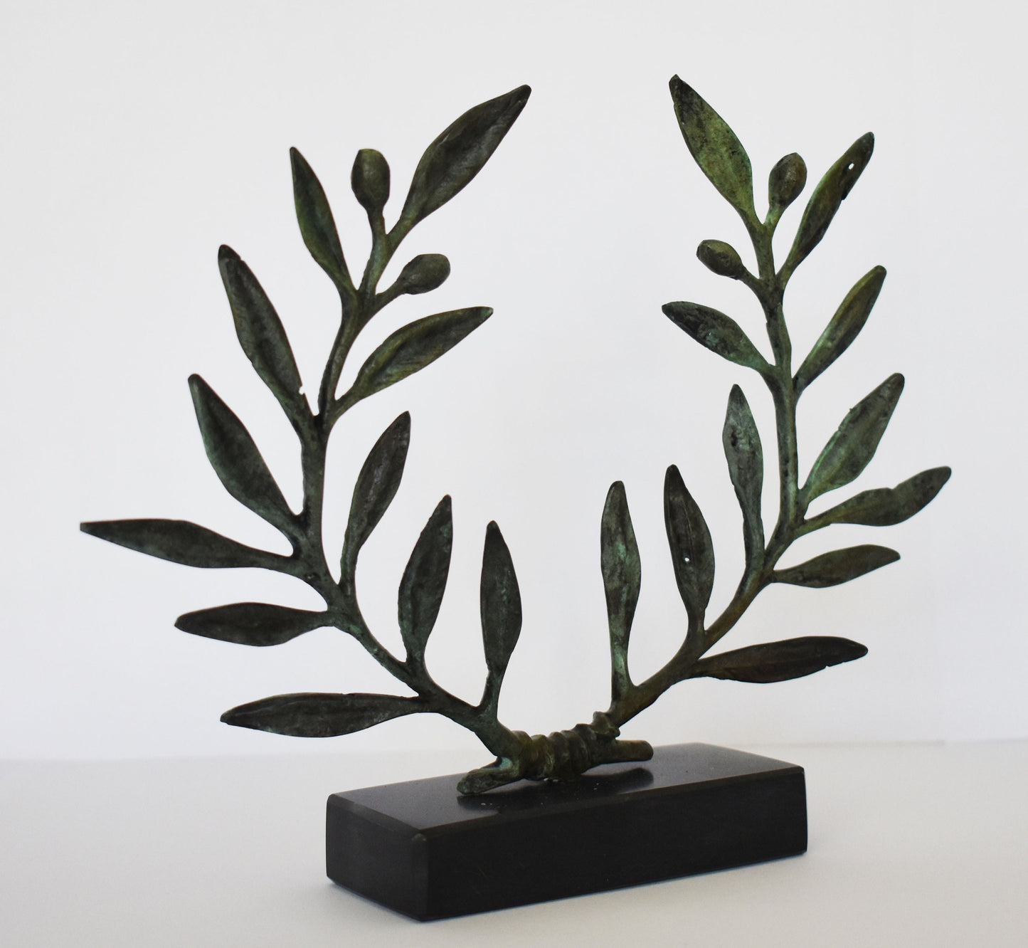 Kotinos  - Olive Wreath -  Elaia Kallistephanos - Prize for the Winner at the Ancient Olympic Games - Marble Base - pure bronze  statue