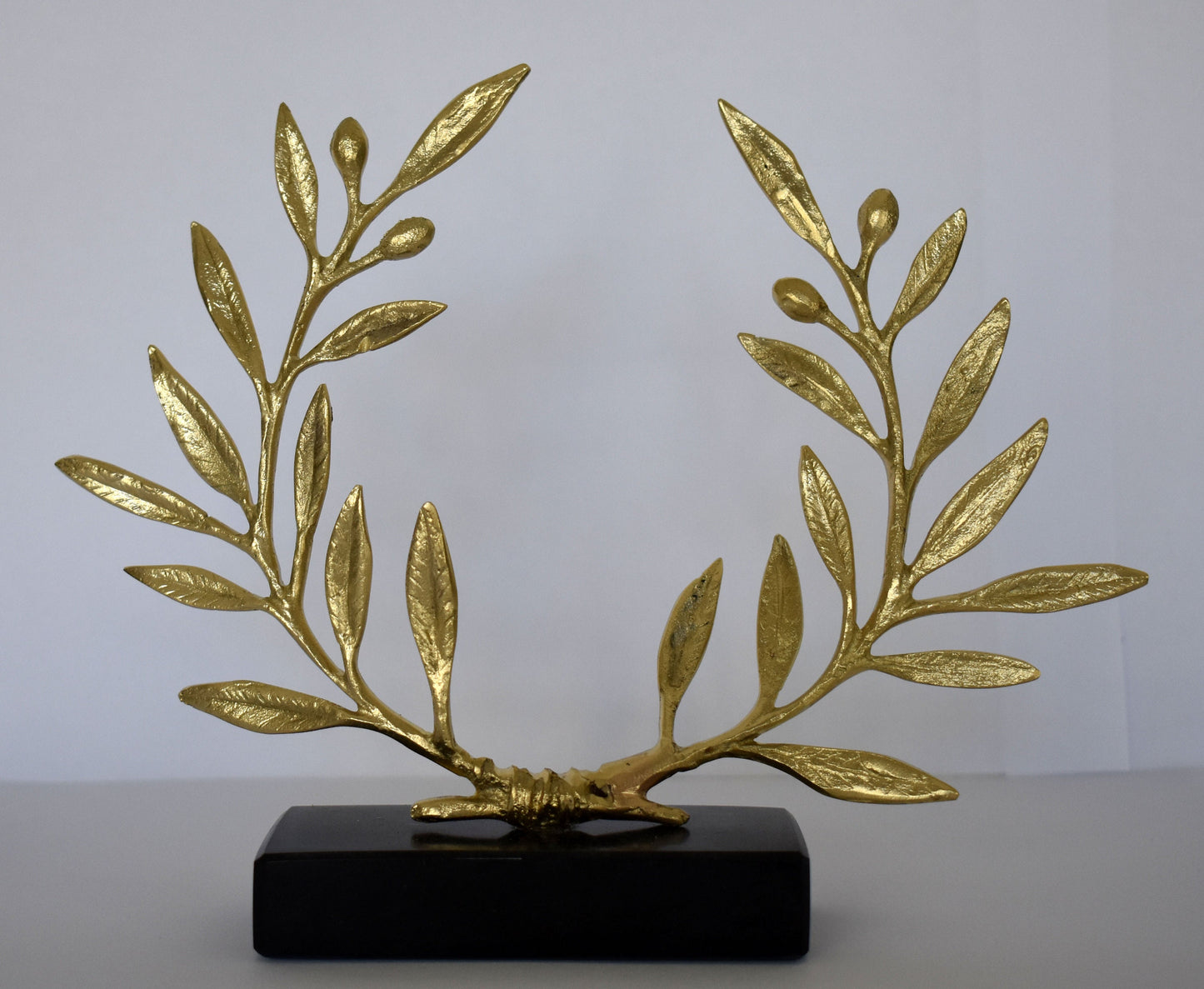 Kotinos  - Olive Wreath - Prize for the Winner at the Ancient Olympic and  Panathenaic Games - Marble Base - Reproduction - pure bronze