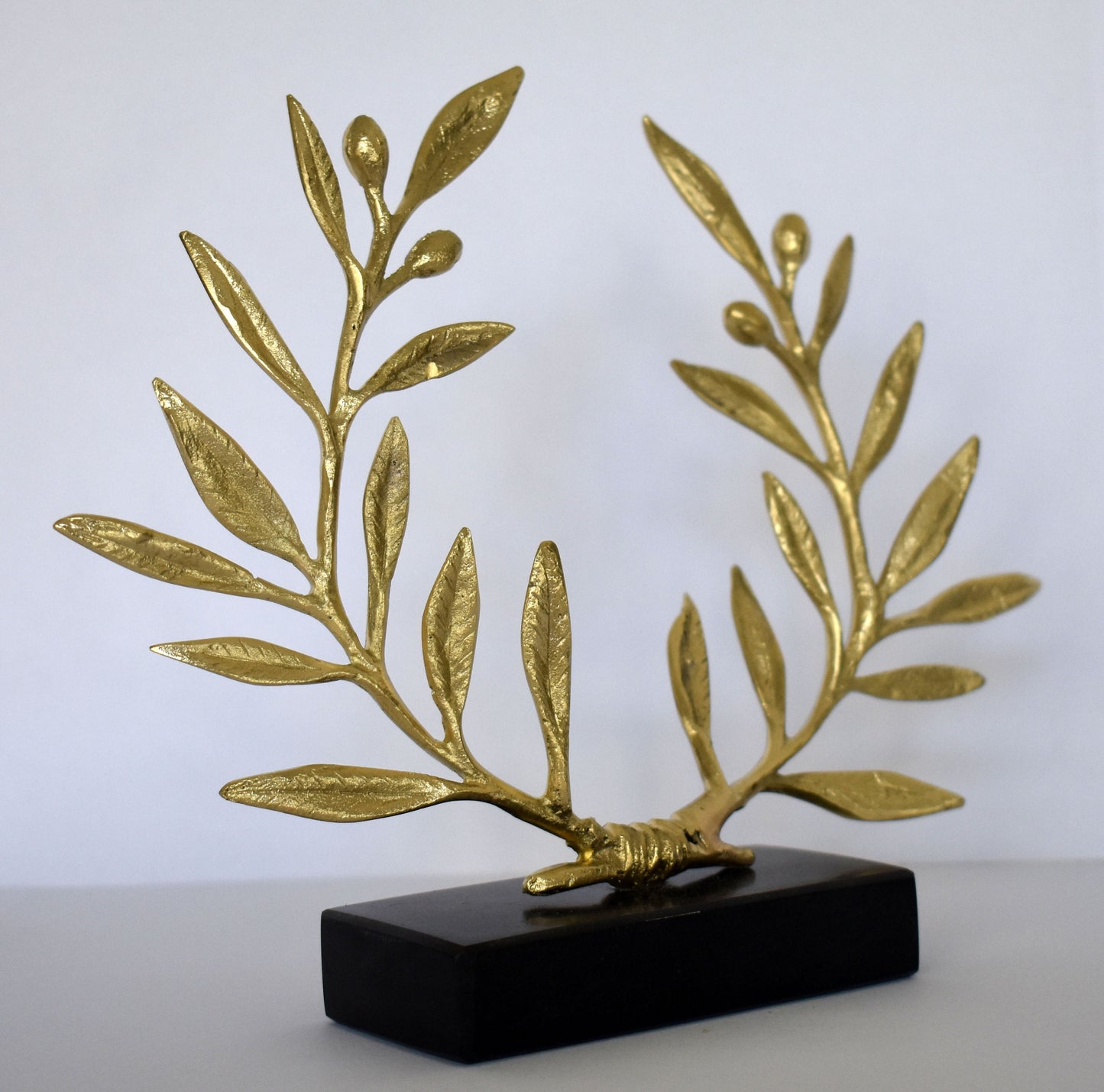 Kotinos  - Olive Wreath - Prize for the Winner at the Ancient Olympic and  Panathenaic Games - Marble Base - Reproduction - pure bronze