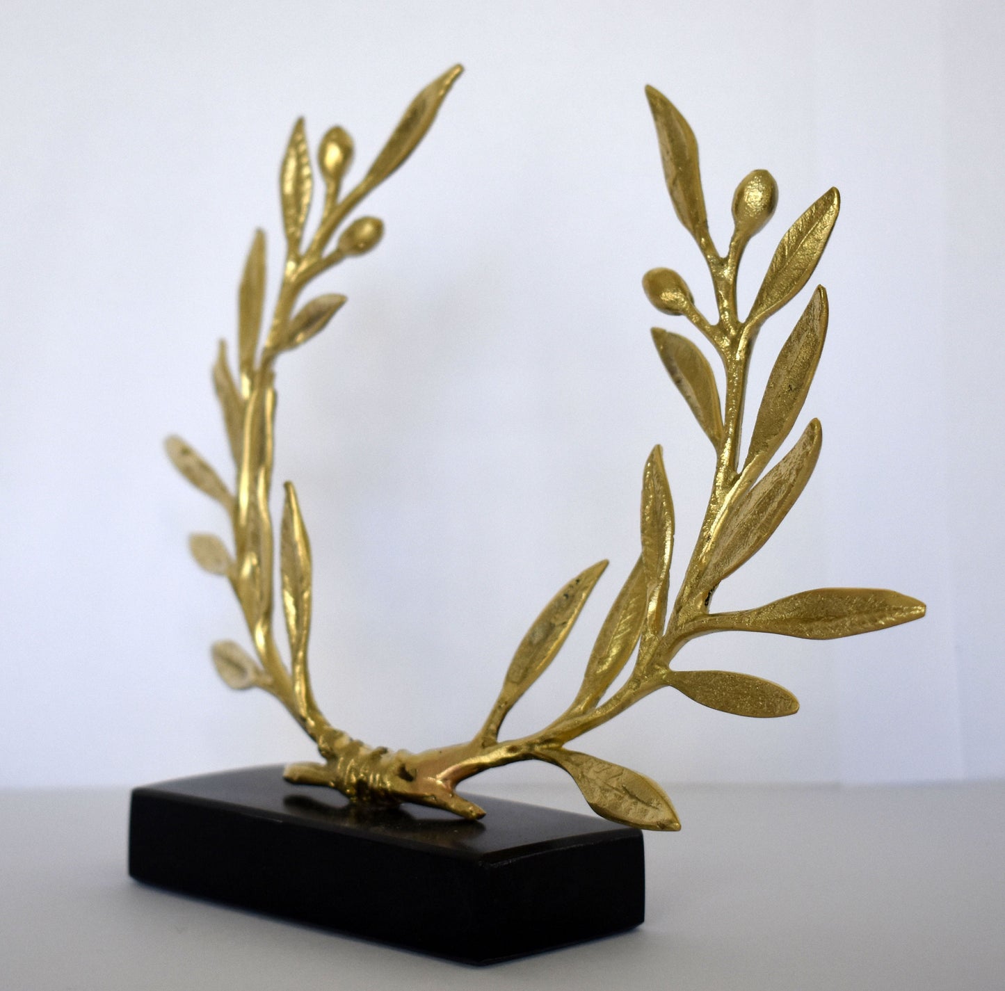 Kotinos  - Olive Wreath - Prize for the Winner at the Ancient Olympic and  Panathenaic Games - Marble Base - Reproduction - pure bronze