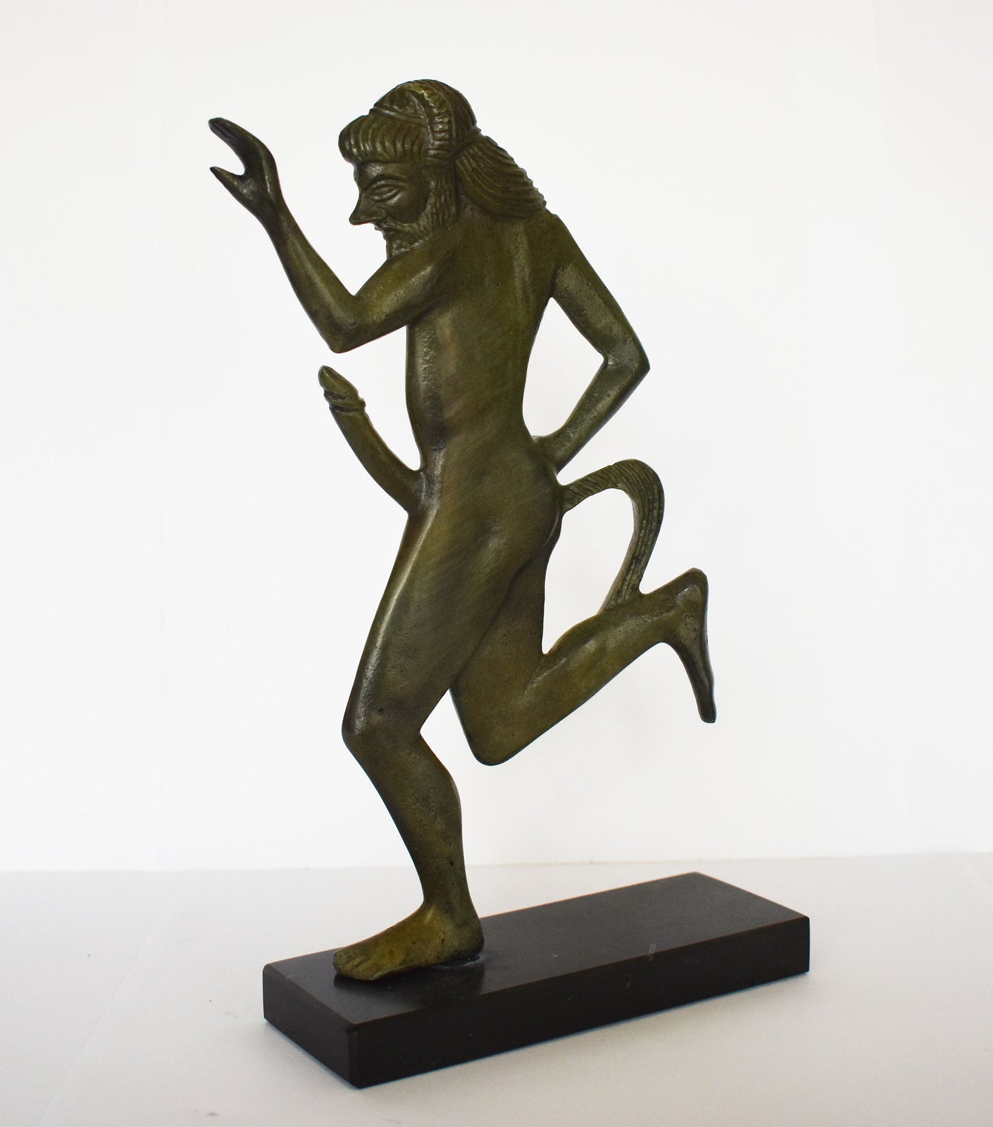 Satyr - Male Nature Spirit - Attendant of Pan and Dionysus - Goat-Human Hybrid - Ready for Every Physical Pleasure - Marble Base - Bronze