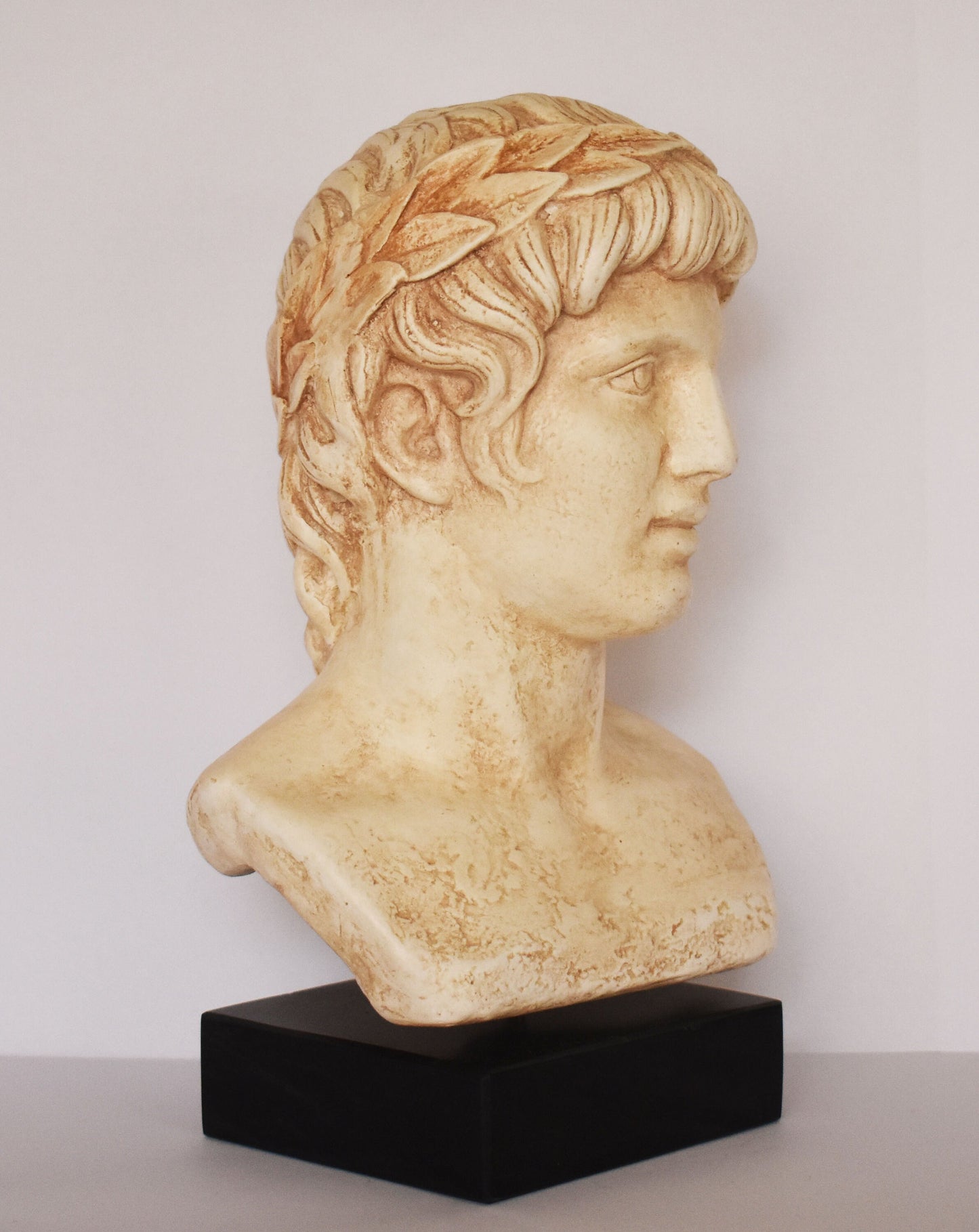 Apollo- God of Music,Poetry, Art, Prophecy, Truth, Archery, Plague, Healing, Sun and Light  - Marble Base - Head Bust