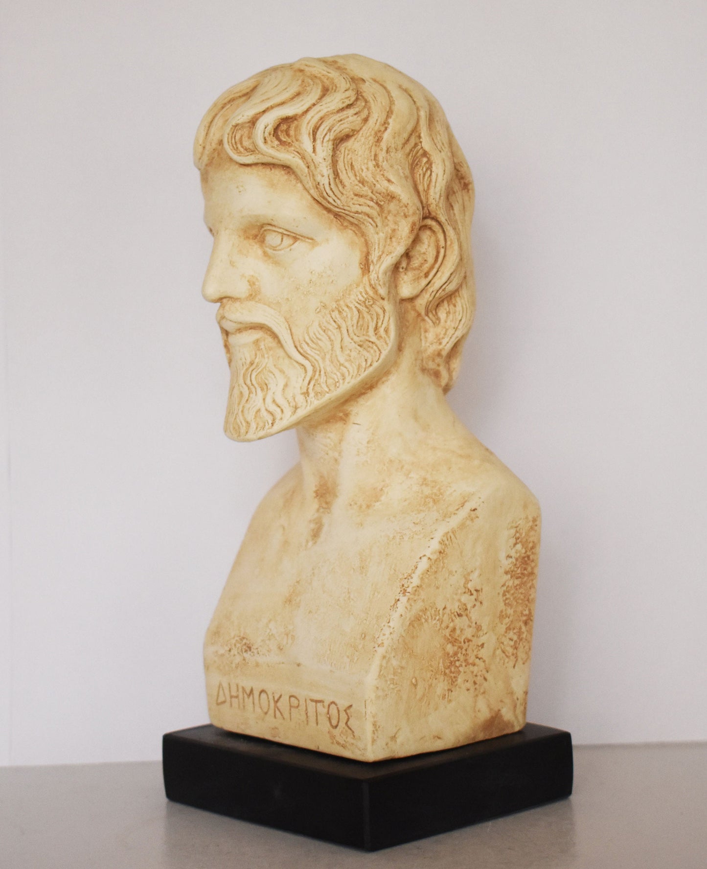 Democritus - 460-370 BC - Ancient Greek Philosopher - The Atomic Theory of the Universe - Marble Base - Museum Reproduction - Head Bust
