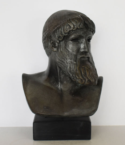 Poseidon of Artemision - National Archaeological Museum of Athens - Museum Reproduction - Head Bust - Bronze Colour Effect