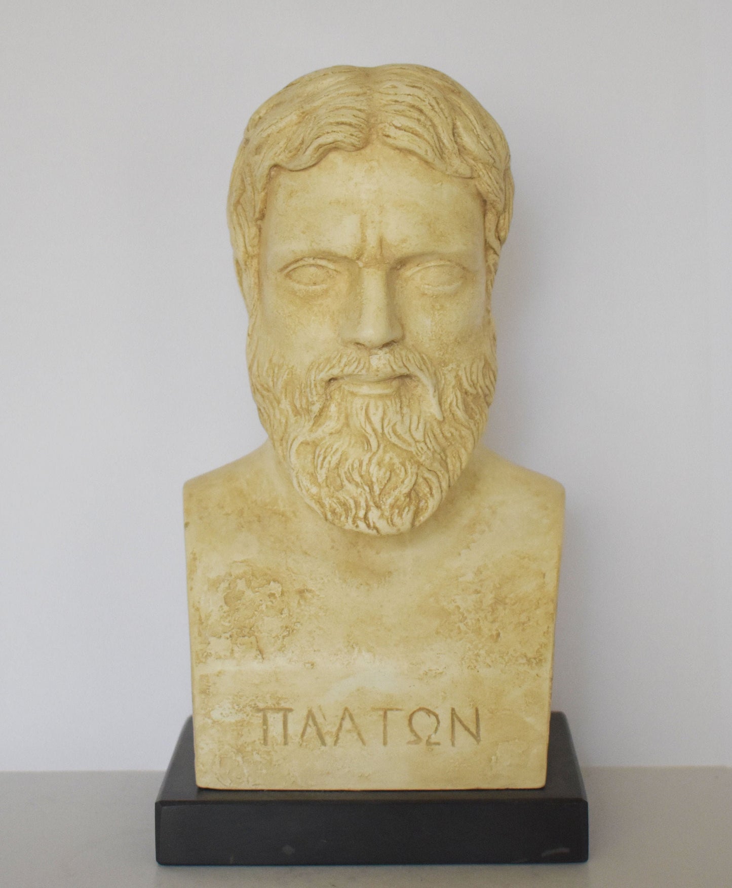 Plato - Ancient Greek Philoshopher - Athens, 428–348 BC - Marble Base - Museum Reproduction - Head Bust