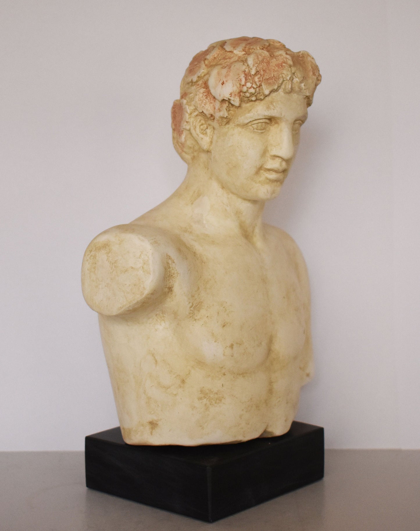 Dionysus - Greek nature god of fruitfulness and vegetation, especially known as a god of wine and ecstasy  - Marble Base,Replica - Head Bust