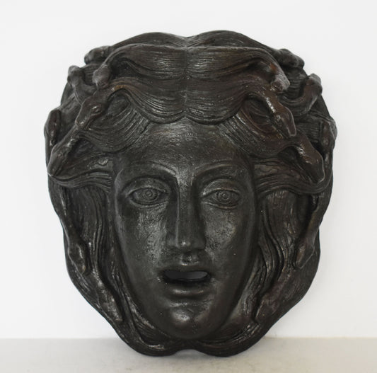 Medusa Mask - Gorgo - The Ancient Greek Myth of the Snake-Haired Gorgon - Perseus and Athena - Wall Decoration - Bronze Colour Effect