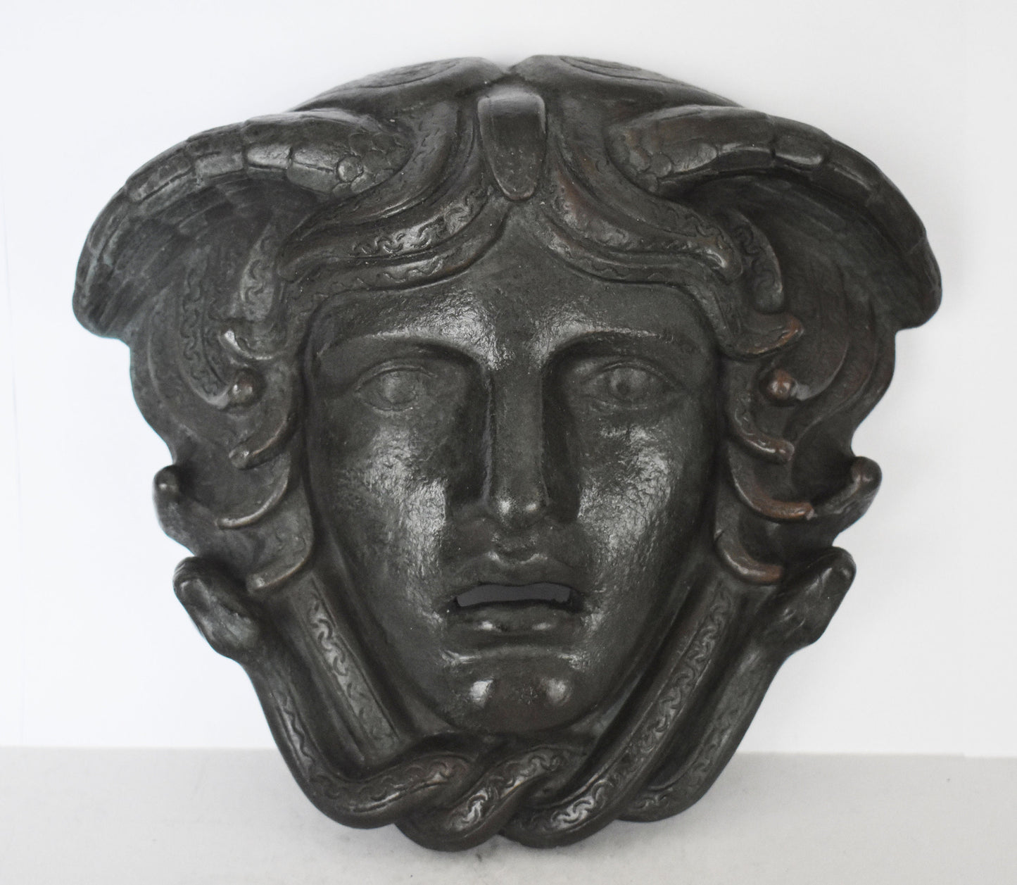 Medusa Mask - Gorgo - Snake-Haired Gorgon - Snake Lady - Monster Figure - Perseus and Athena Myth - Wall Decoration - Bronze Colour Effect