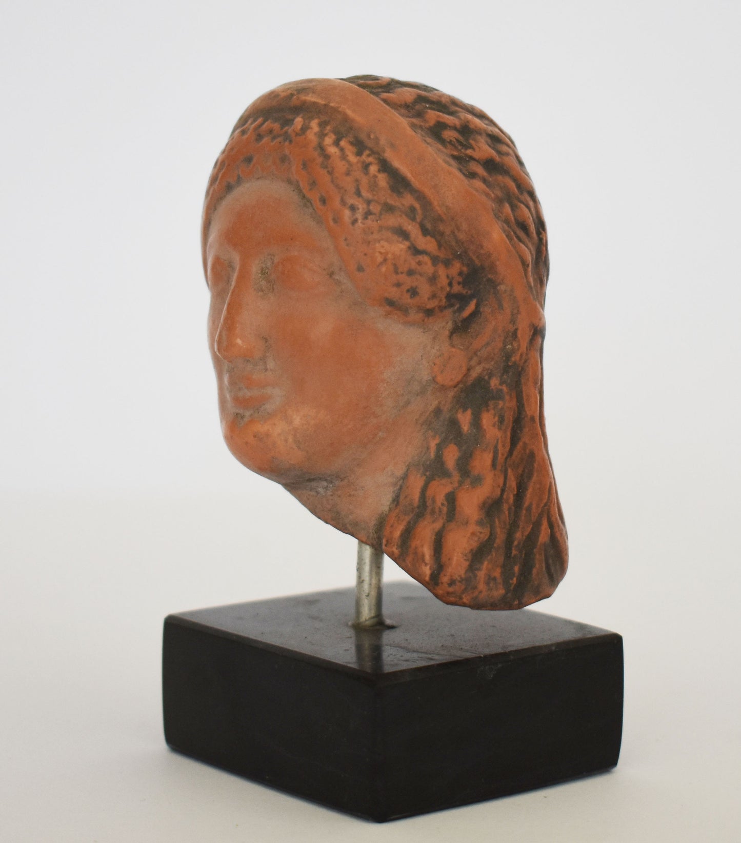 Kore Head - maiden - Female Figure, Always of a Young Age - Free-Standing Sculpture of the Greek Archaic Period - Marble Base - Ceramic