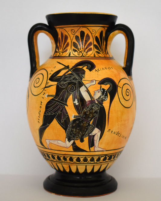 Achilles slaying Penthesilea - King of  Myrmidons and Amazonian queen - Black-figured Amphora - 530 BC - Exekias - British Museum - Replica