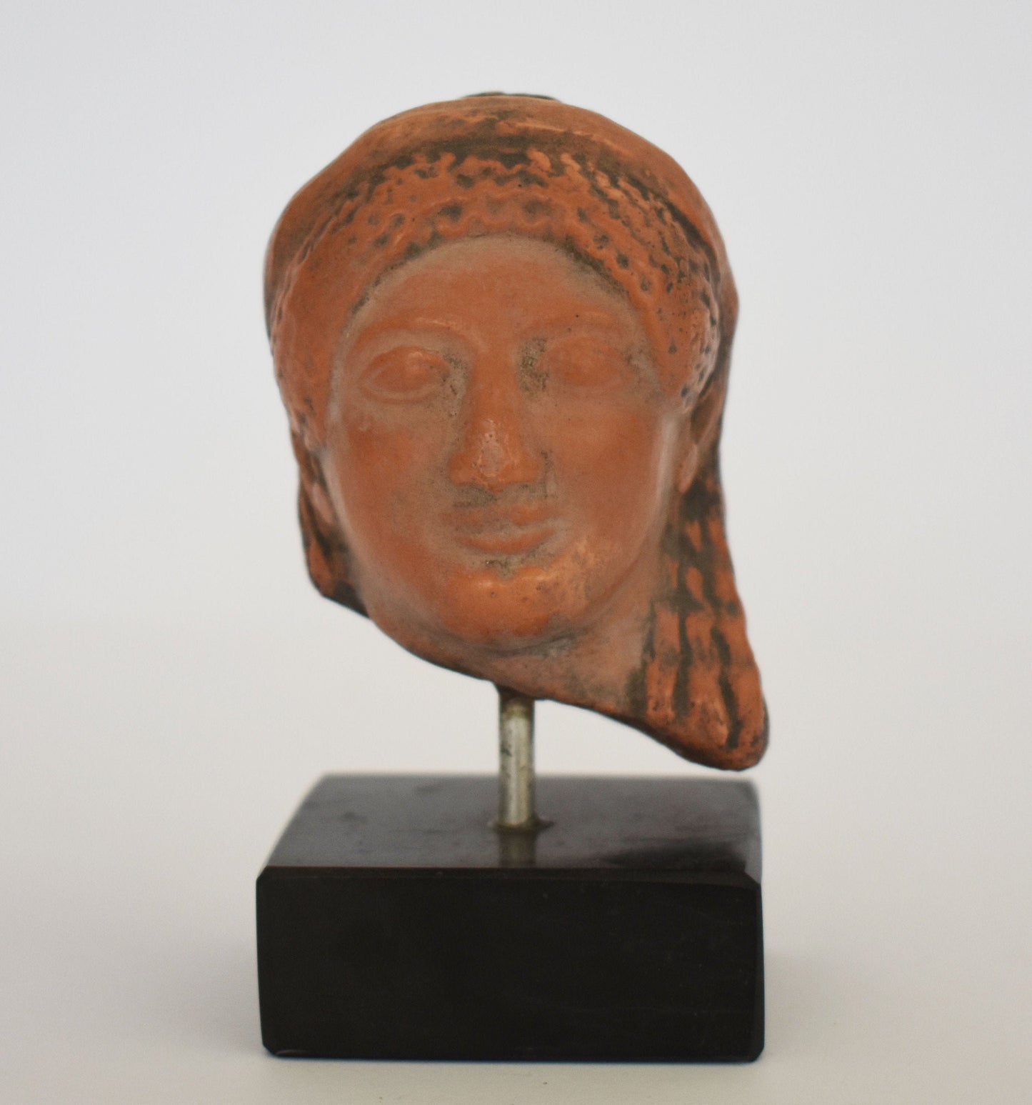 Kore Head - maiden - Female Figure, Always of a Young Age - Free-Standing Sculpture of the Greek Archaic Period - Marble Base - Ceramic