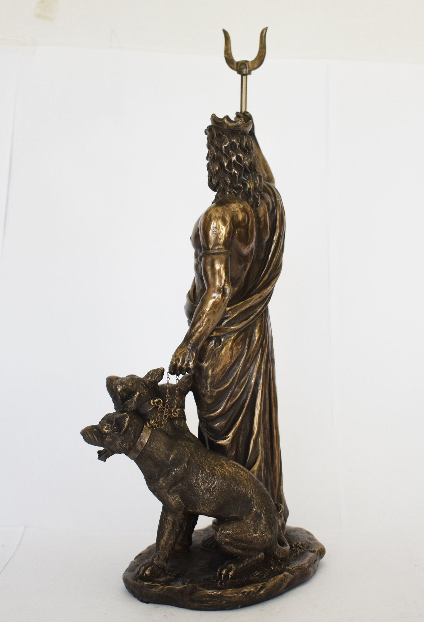 Hades with Cerberus - Greek Roman God of the Dead, King of the Underworld - Three-Headed Dog Guarding the Gates - Cold Cast Bronze Resin