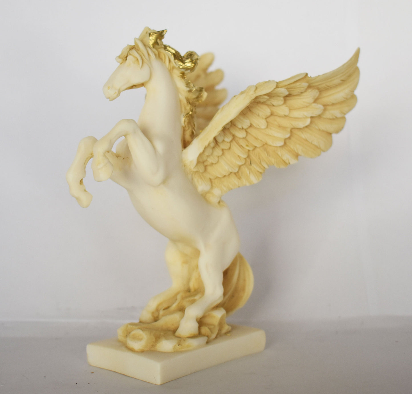 Pegasus - Mythical Immortal Winged Divine Horse - Bellerophon defeats Chimera - Constellation - Aged Alabaster Statue