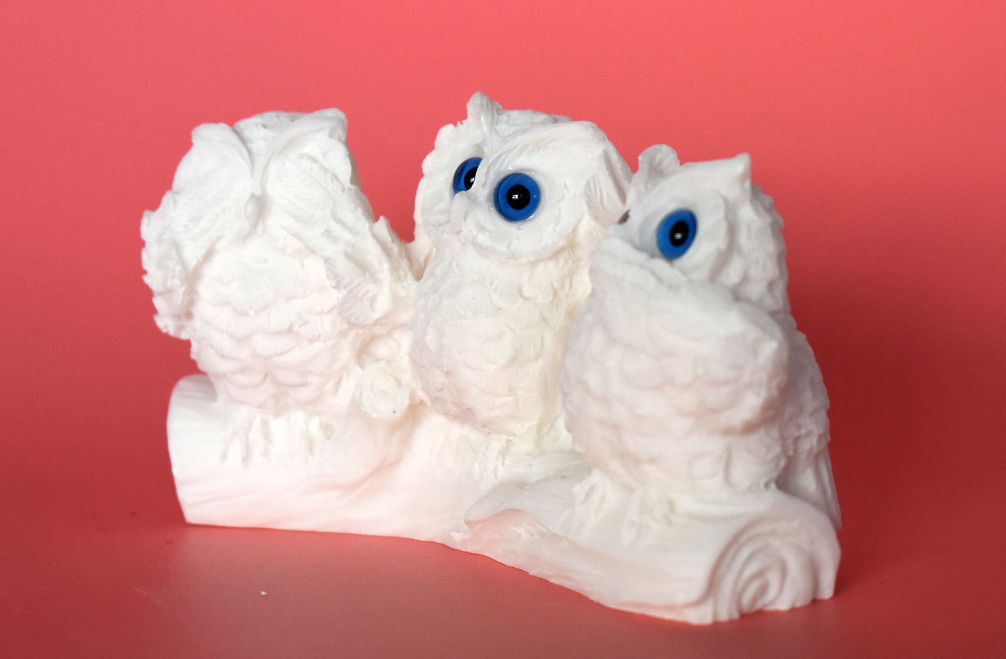 Three Owls - Symbol of wisdom, Goddess Athena - Alabaster  Sculpture