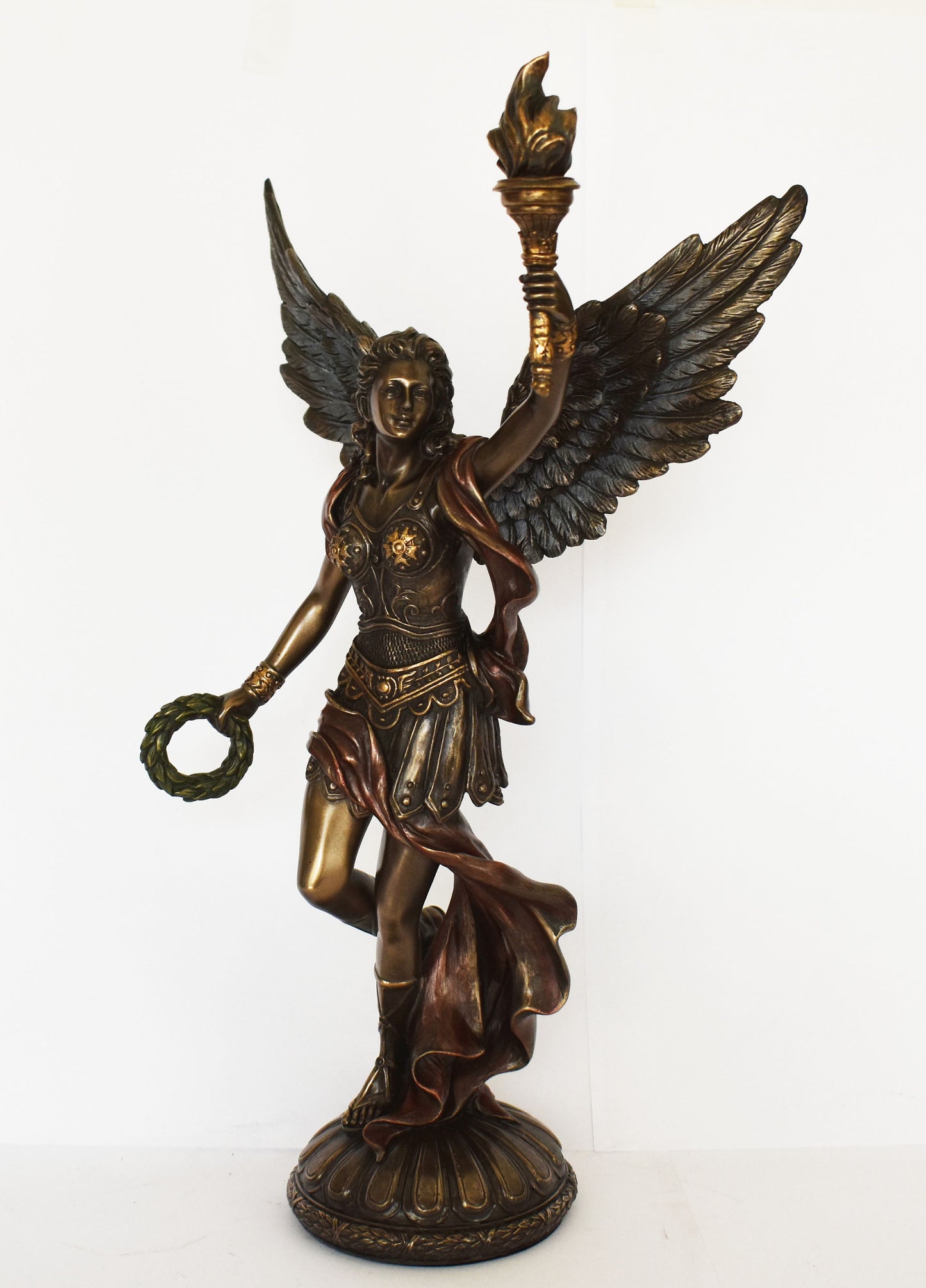 Nike Victoria Winged - carries a wreath - Greek Roman Goddess of Victory both in war and in peaceful competition - Cold Cast Bronze Resin