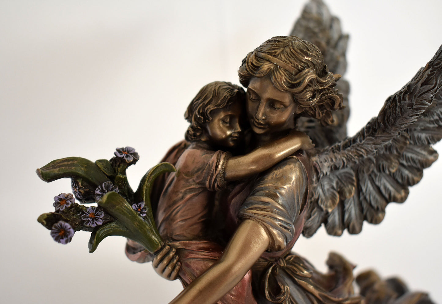 Mother Risks her Life to Protect her Children  - Angel Wings - A Tribute to the Tears and Triumphs of Being a Mom - Cold Cast Bronze Resin