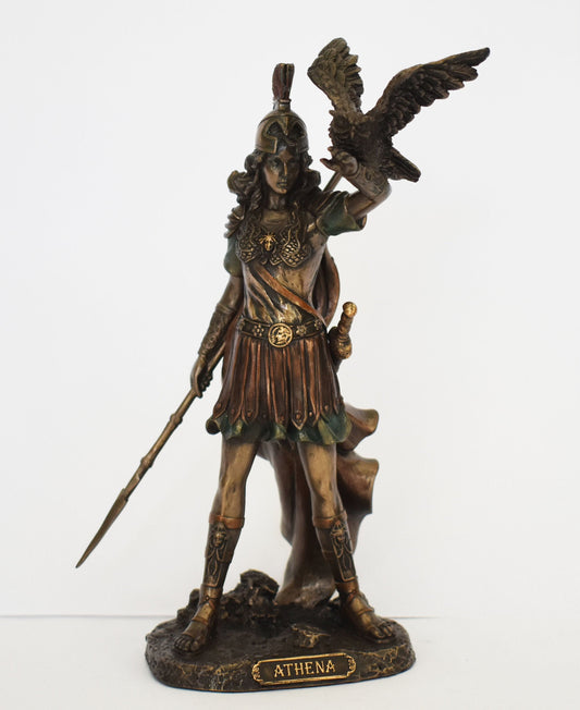 Athena Minerva - Greek Roman goddes of Wisdom, Strength, Strategy, Courage, Inspiration, Arts, Crafts - Virgin - Cold Cast Bronze Resin